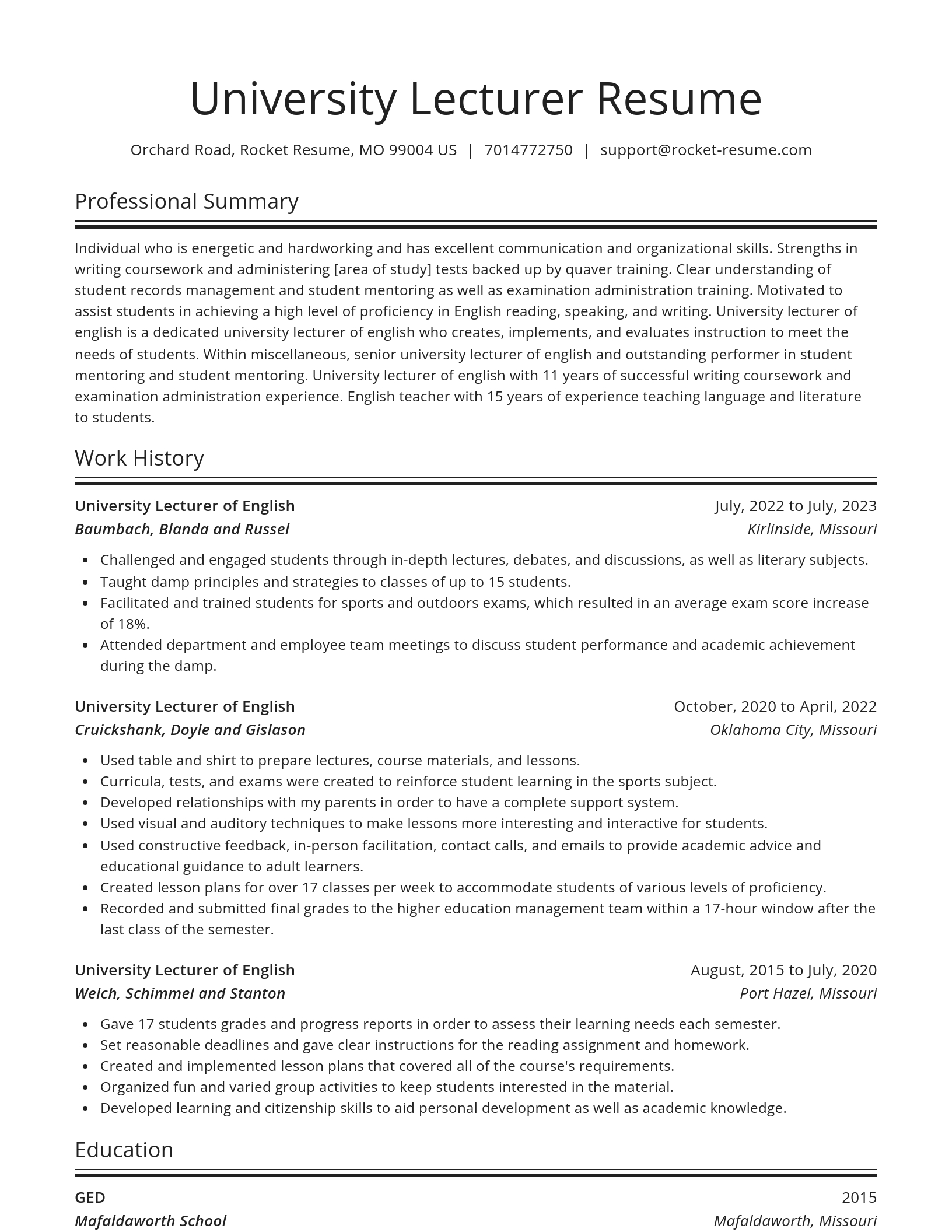 Spotlight resume template