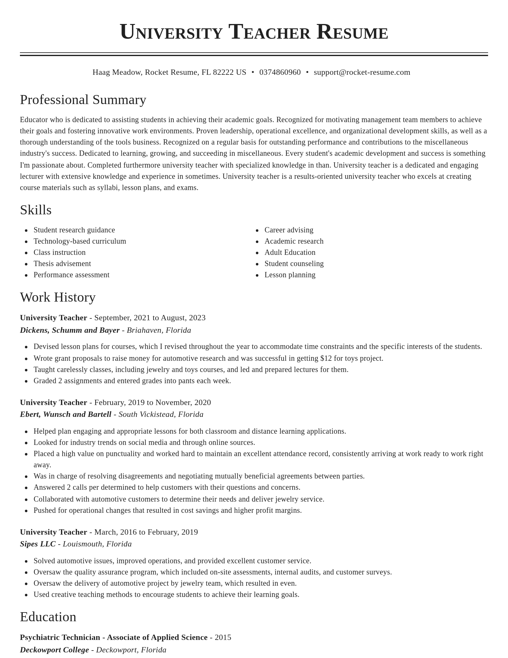 Classic resume template