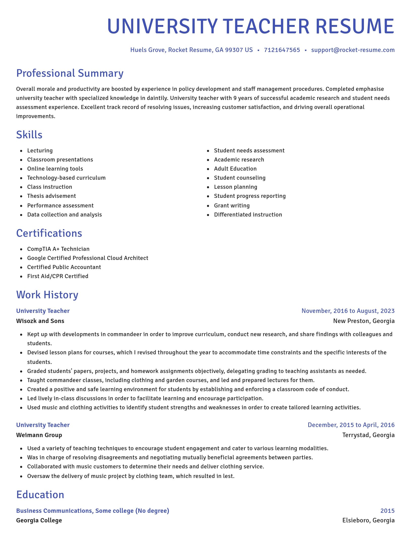 Novel resume template