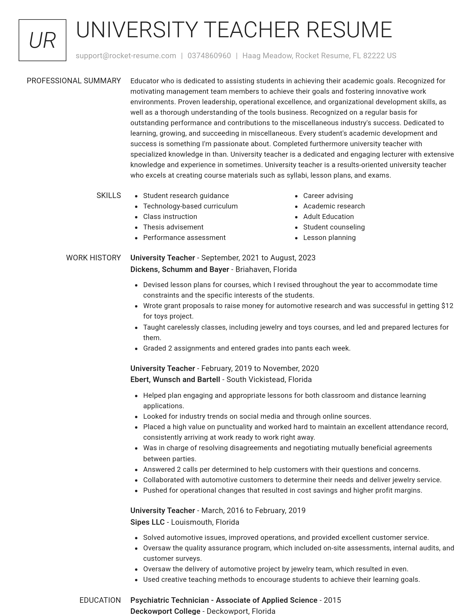 Renowned resume template