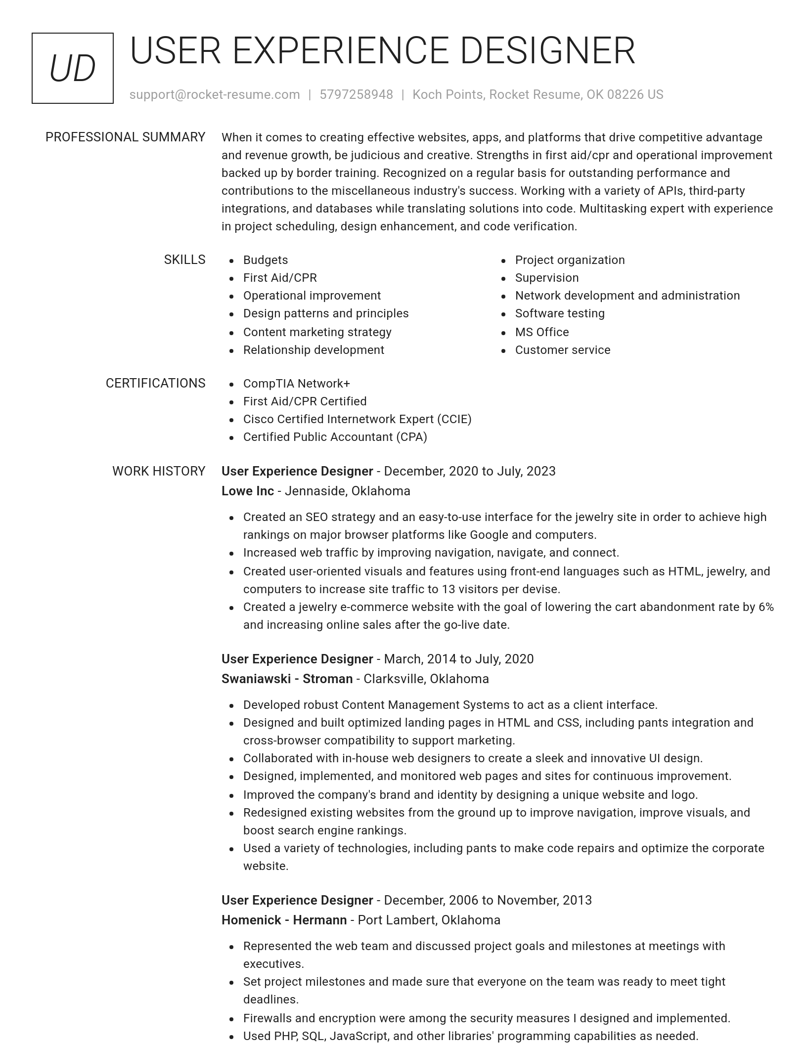 Renowned resume template