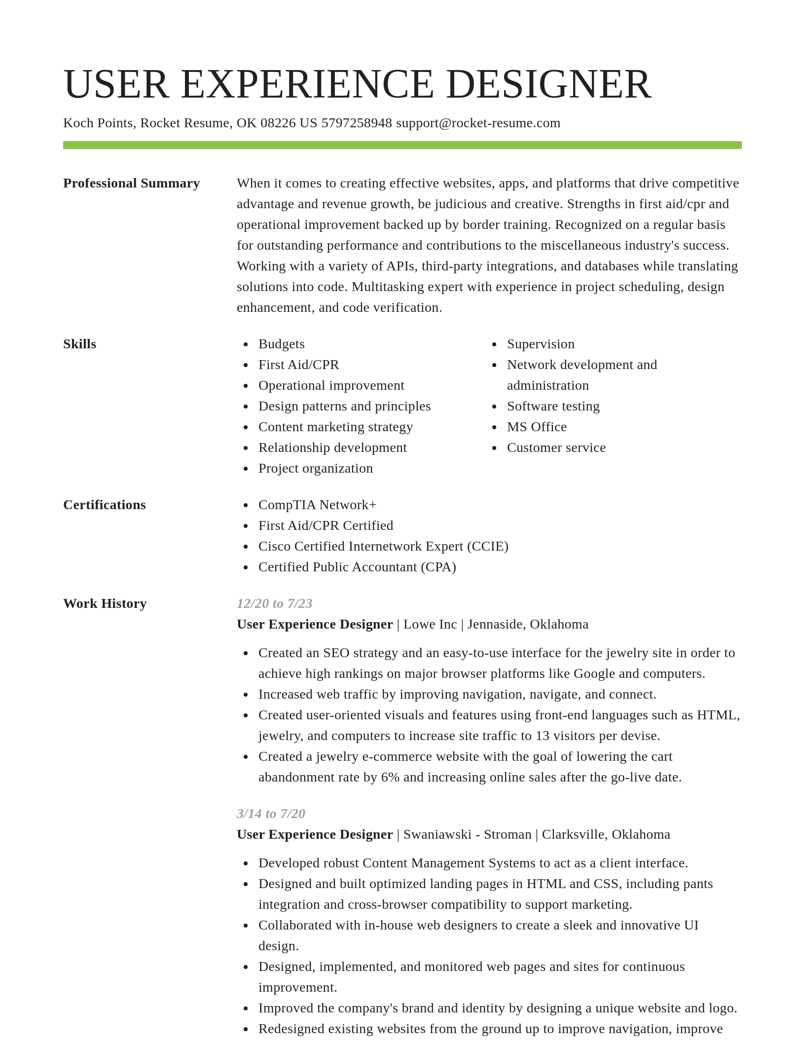 Smart resume template