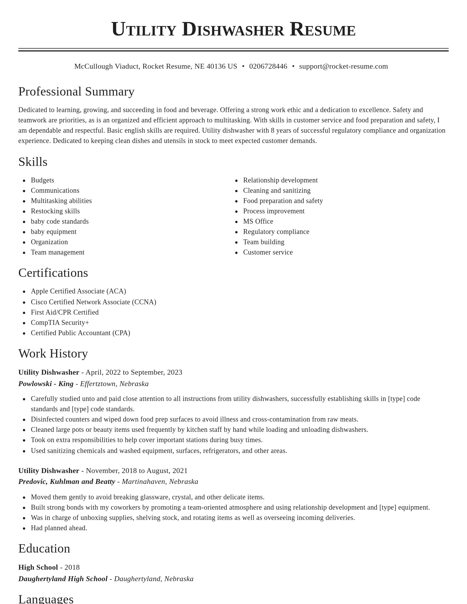 Classic resume template
