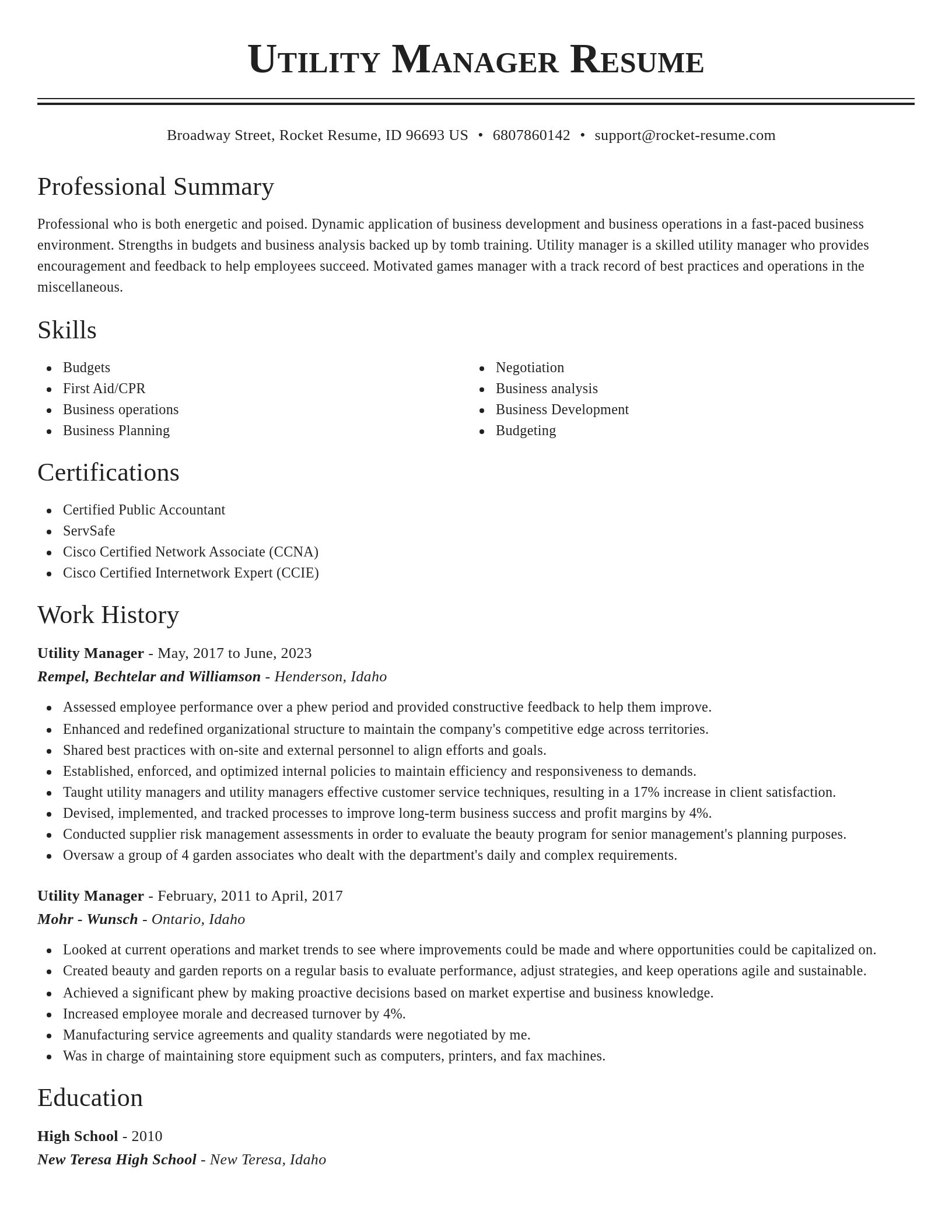 Classic resume template