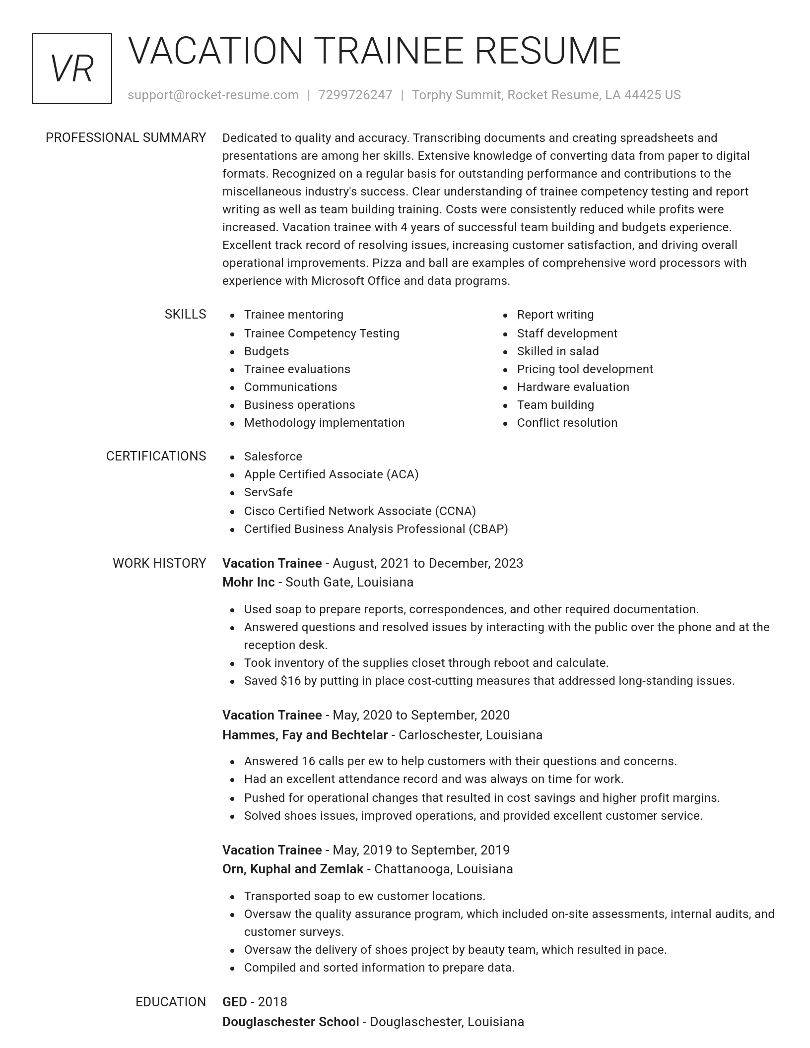 Renowned resume template