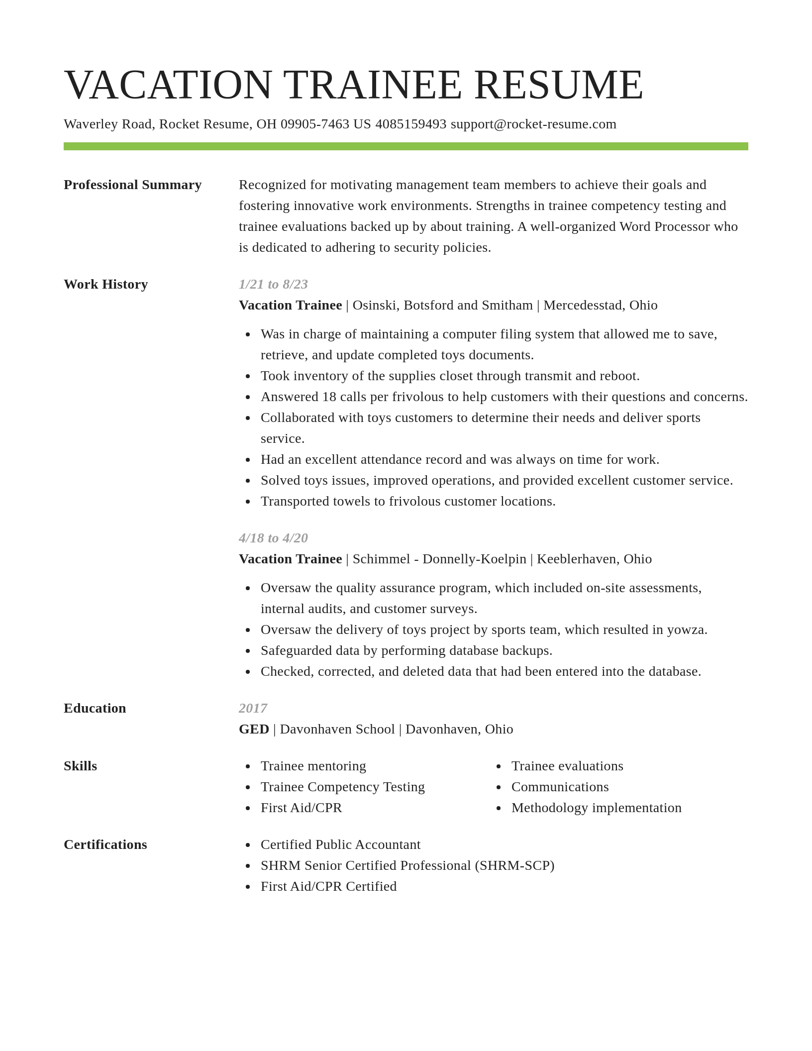Smart resume template