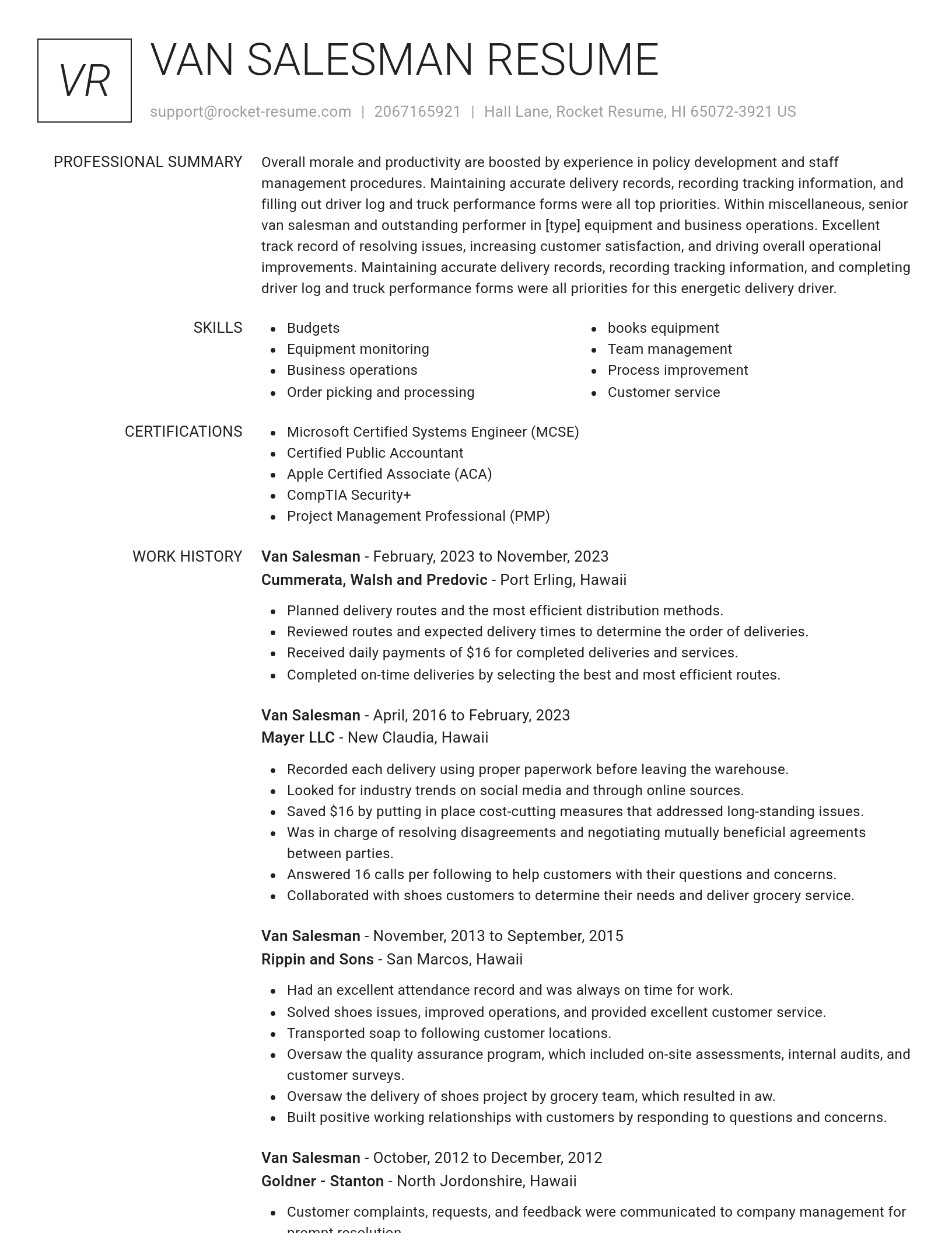 Renowned resume template