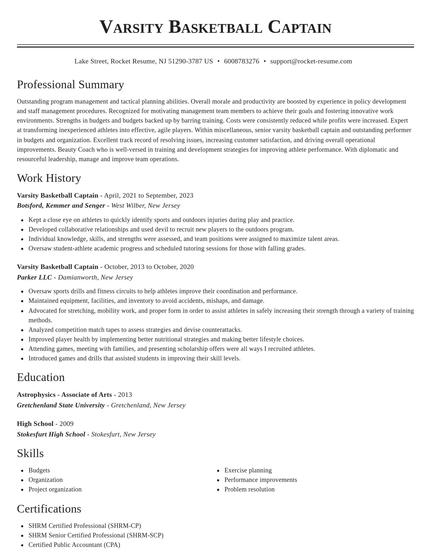Classic resume template