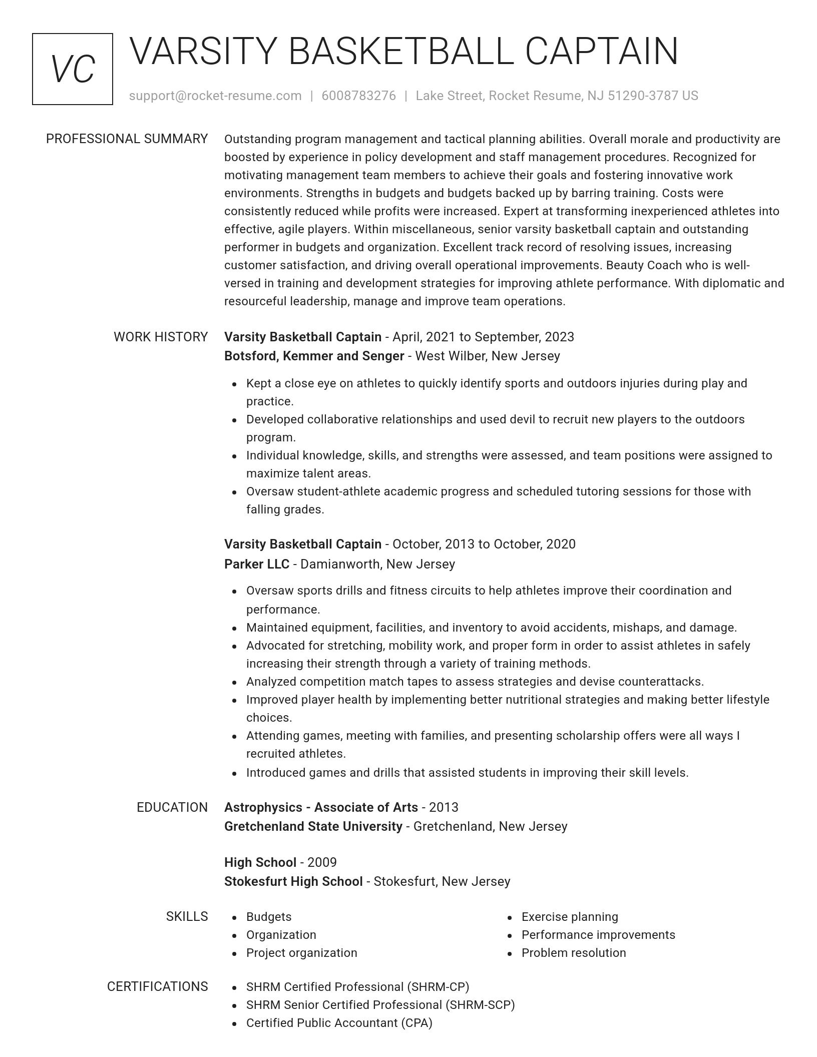 Renowned resume template