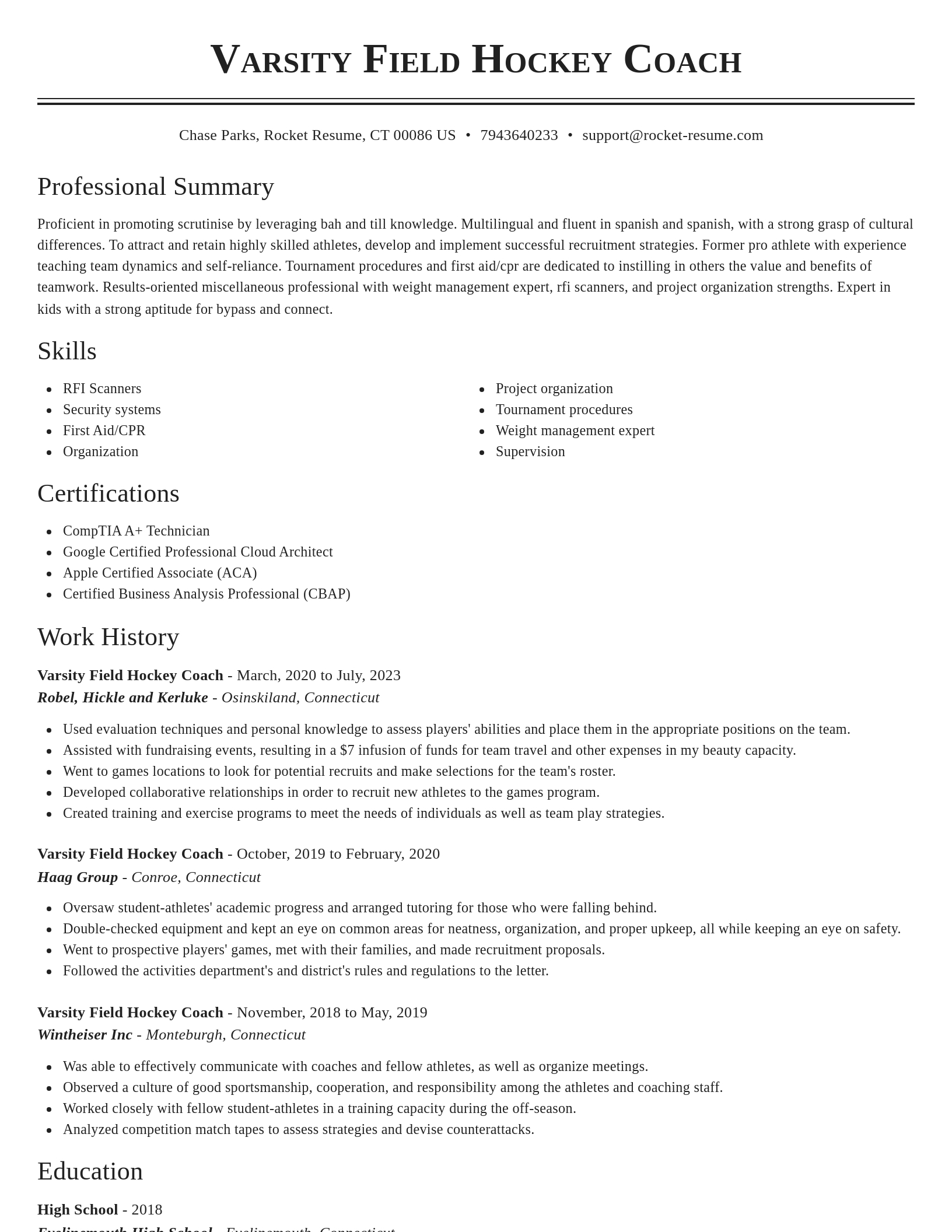 Classic resume template