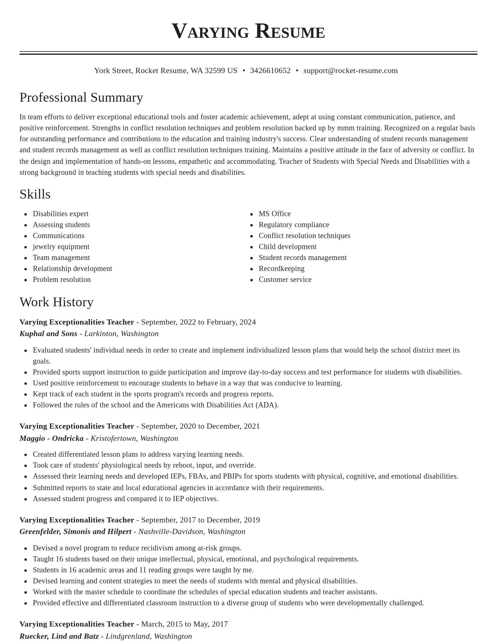 Classic resume template