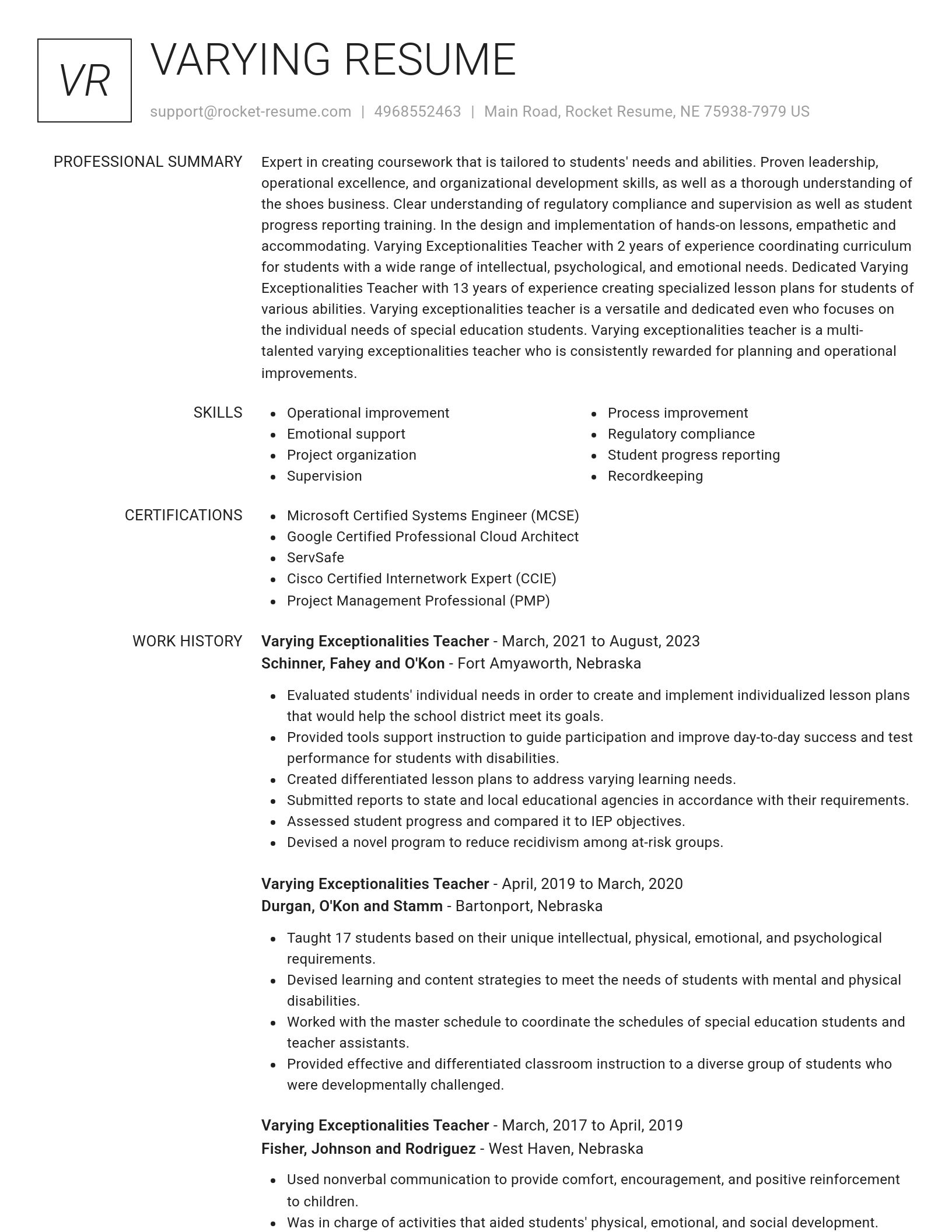Renowned resume template