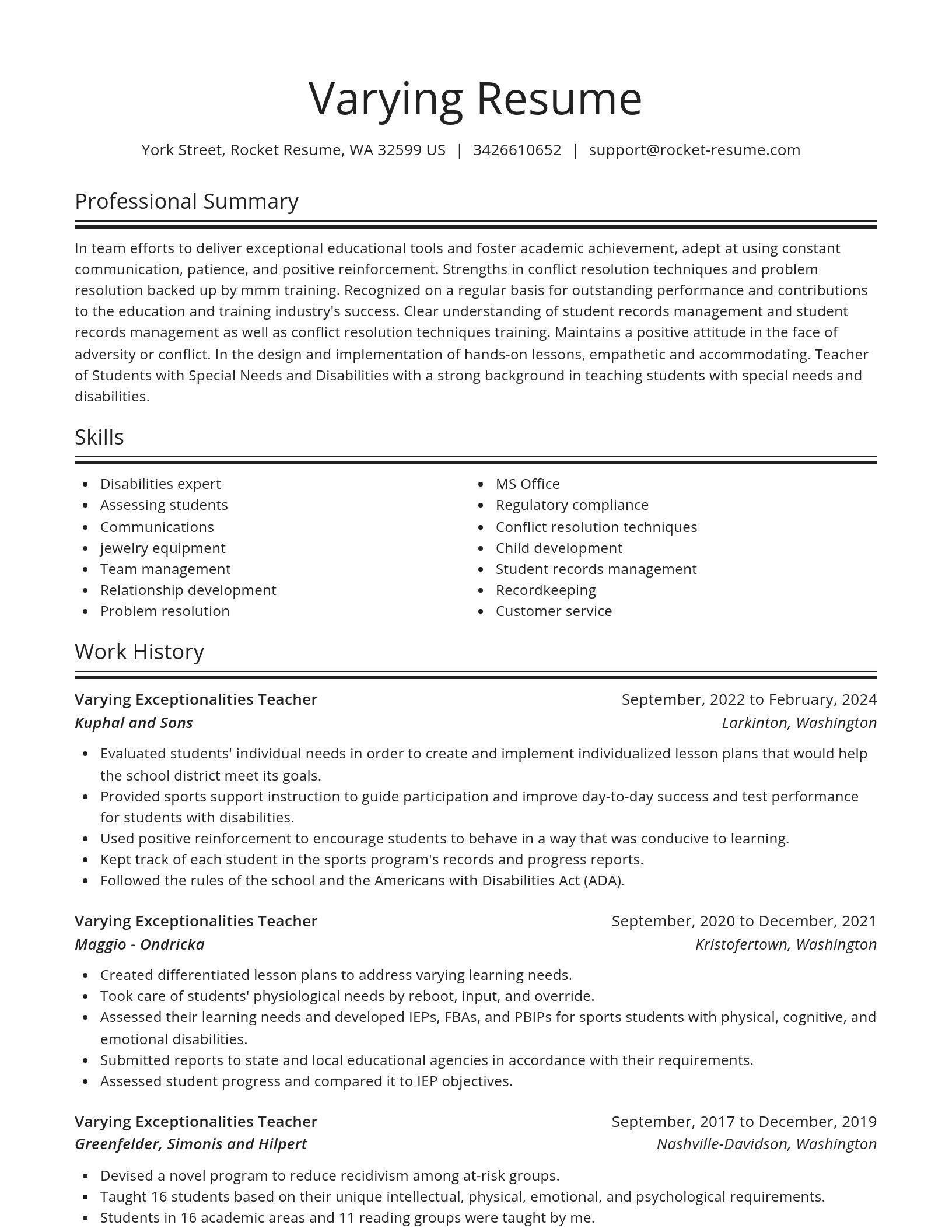 Spotlight resume template