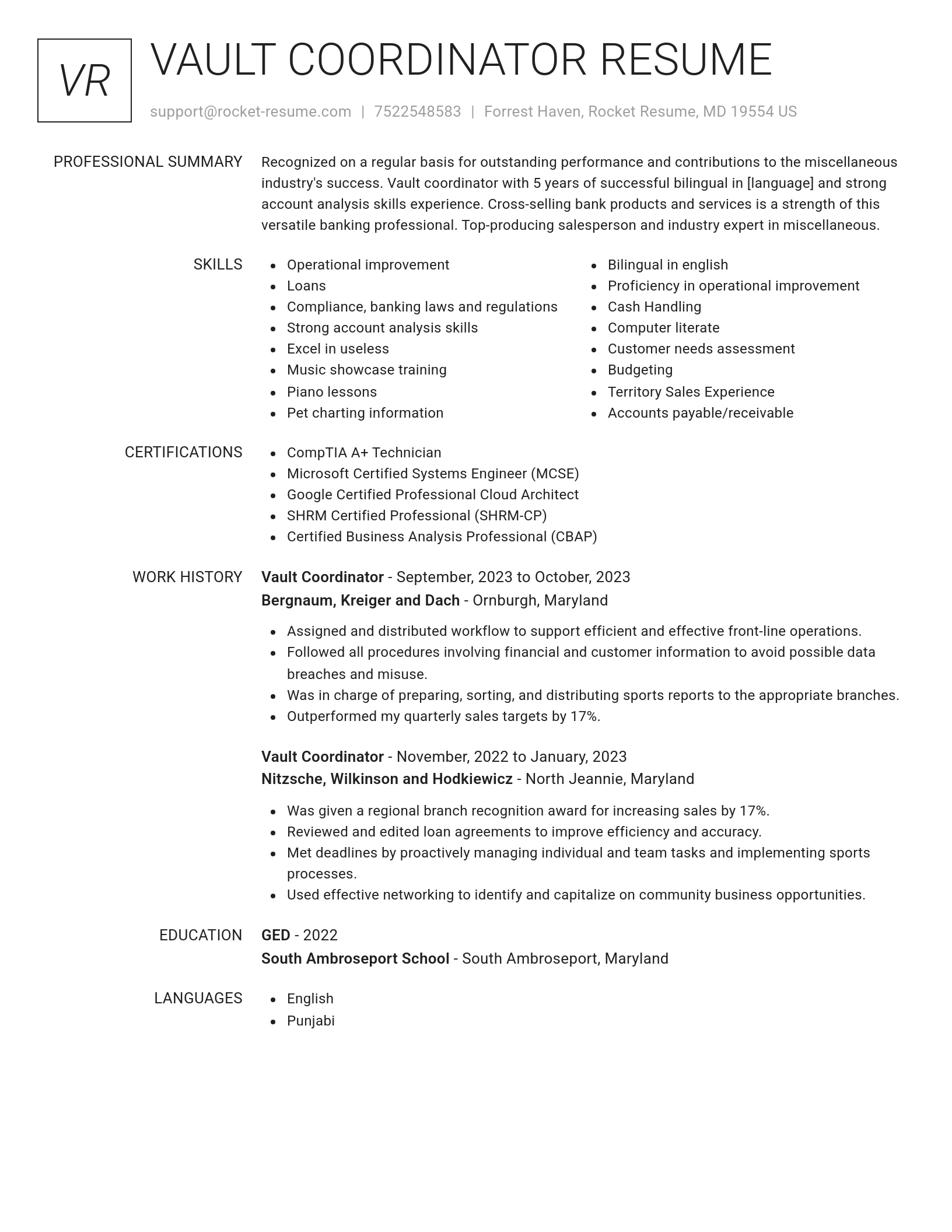 Renowned resume template