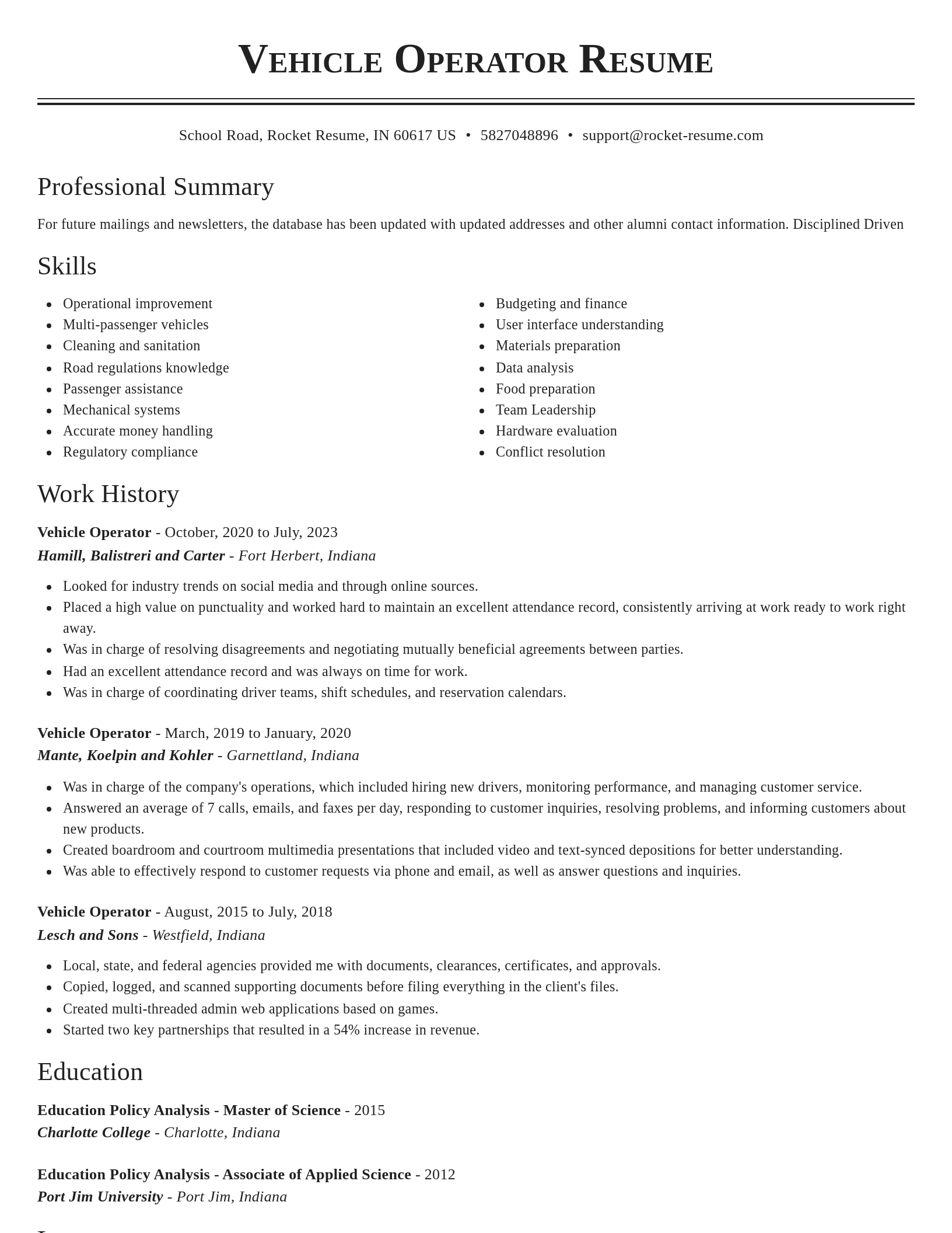 Classic resume template