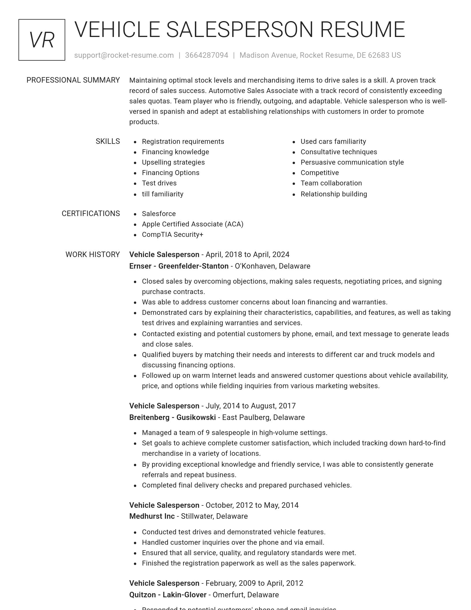 Renowned resume template
