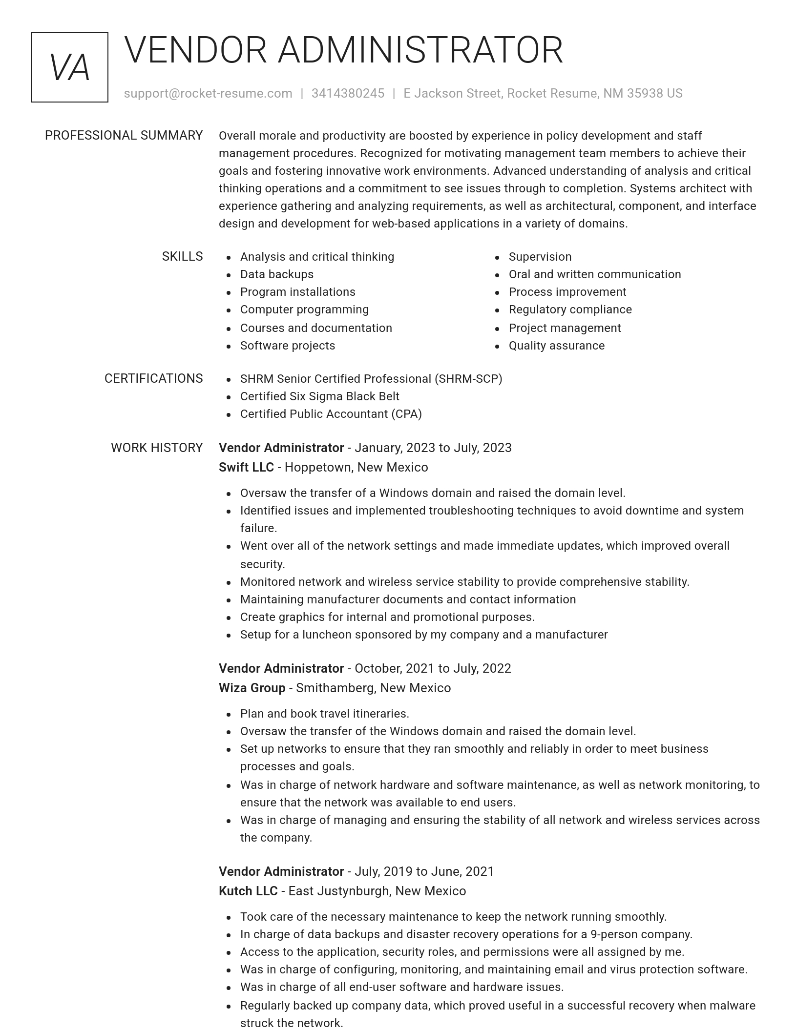 Renowned resume template