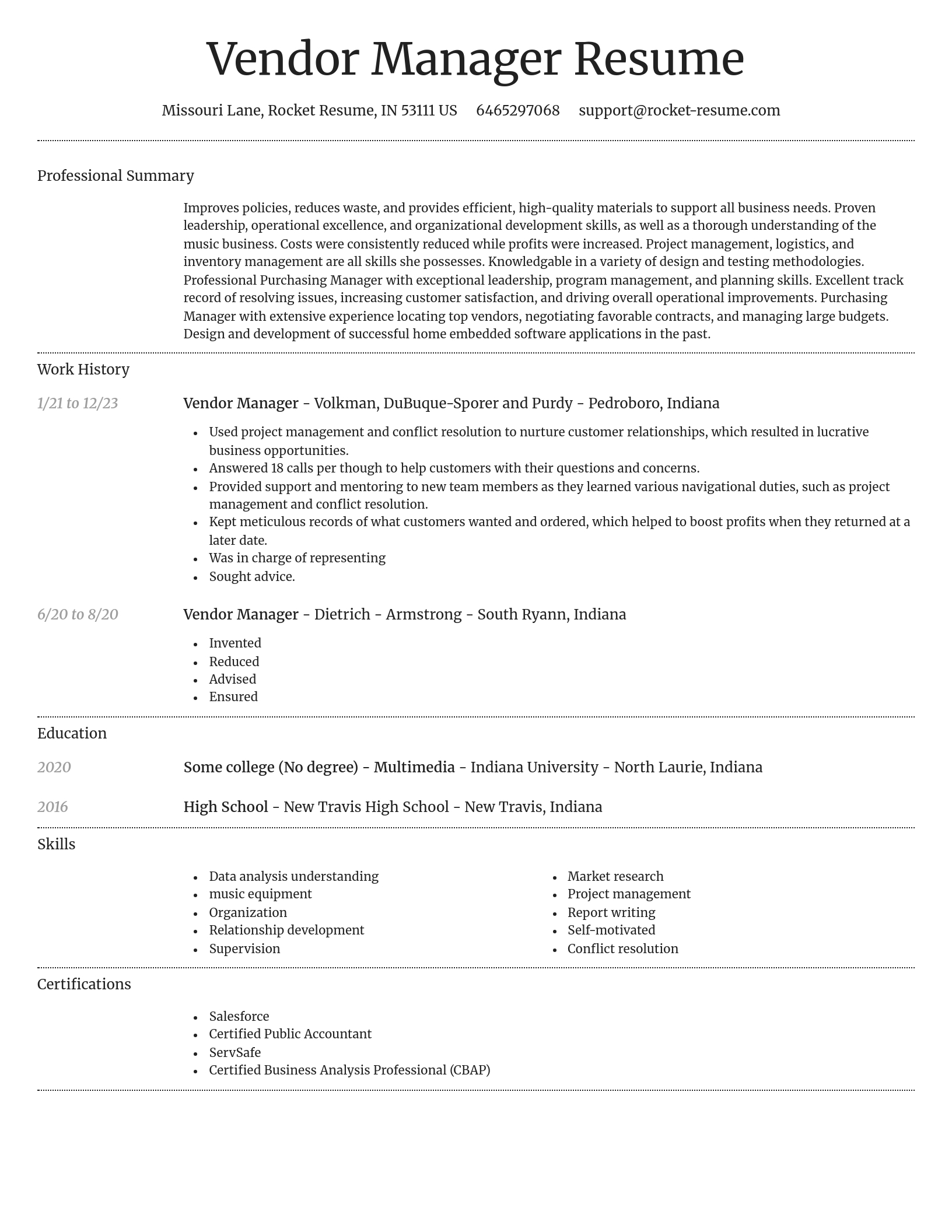 Dignified resume template