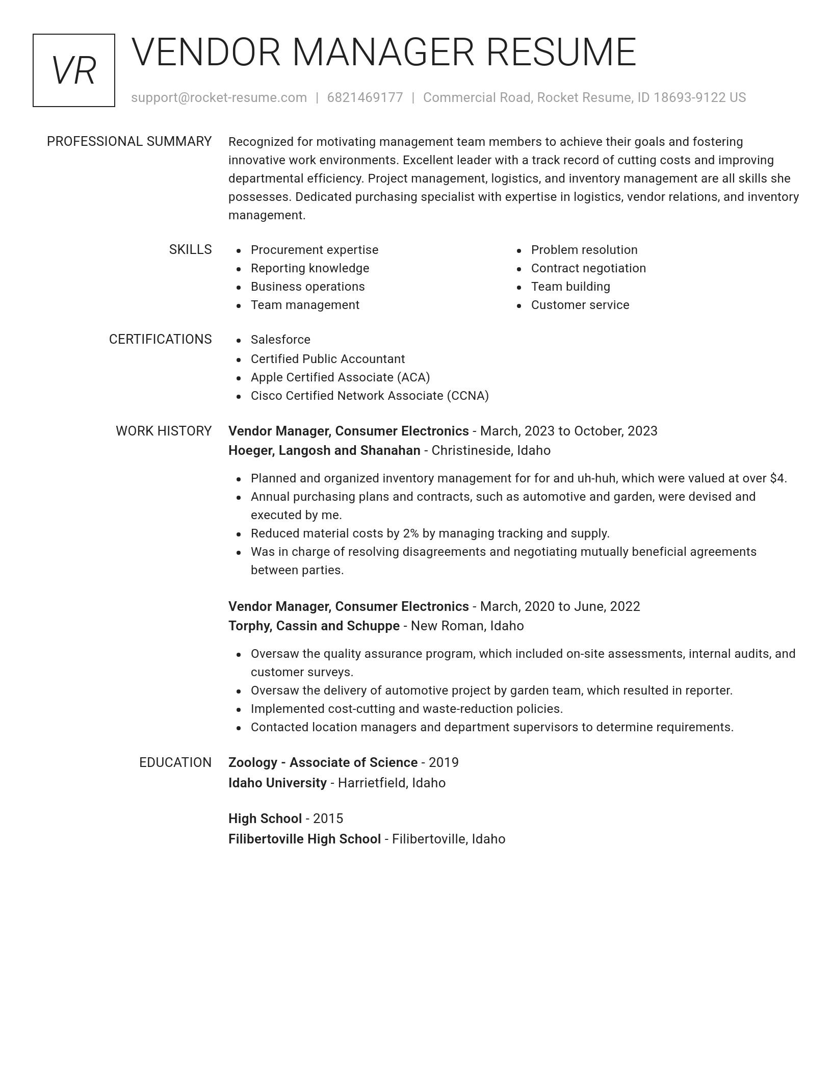 Renowned resume template
