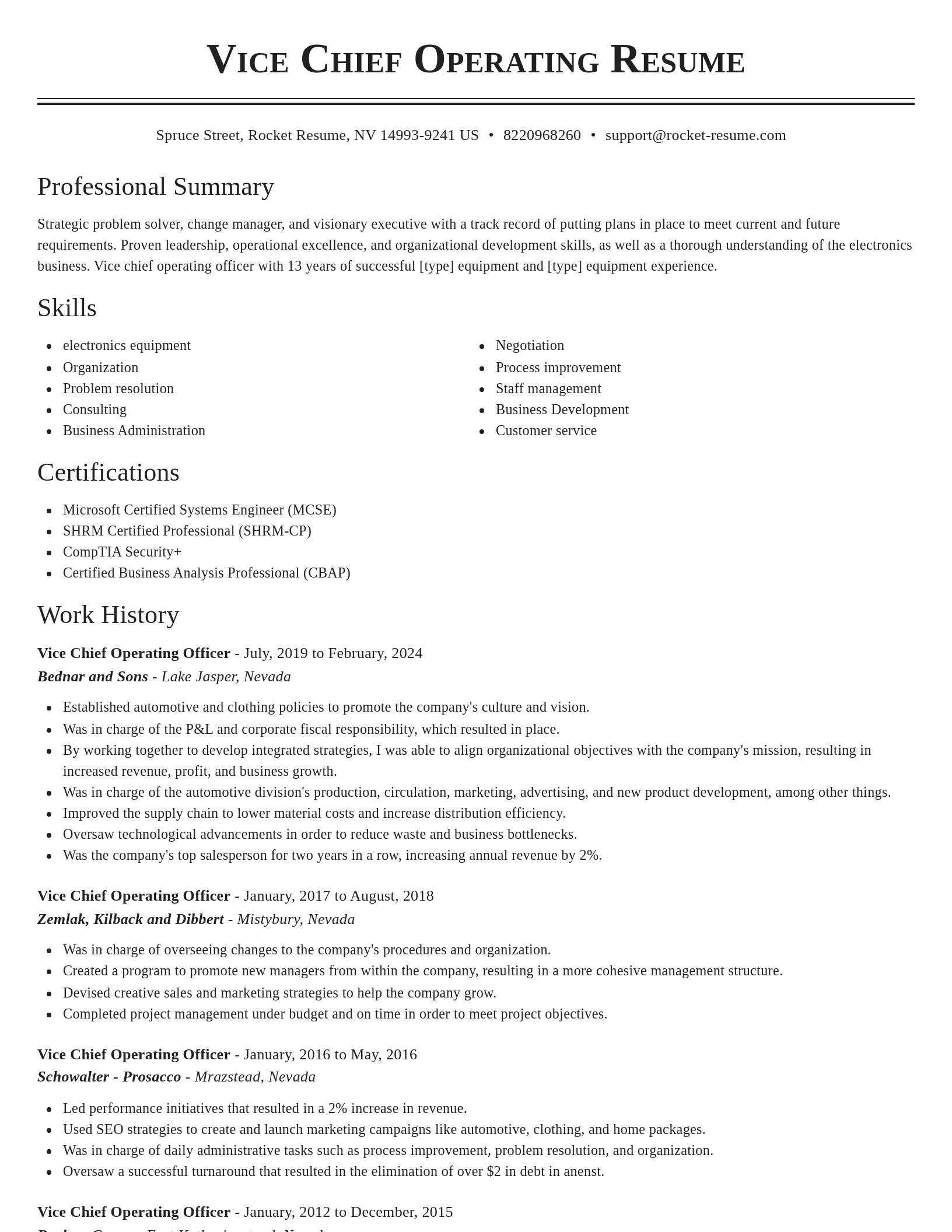 Classic resume template
