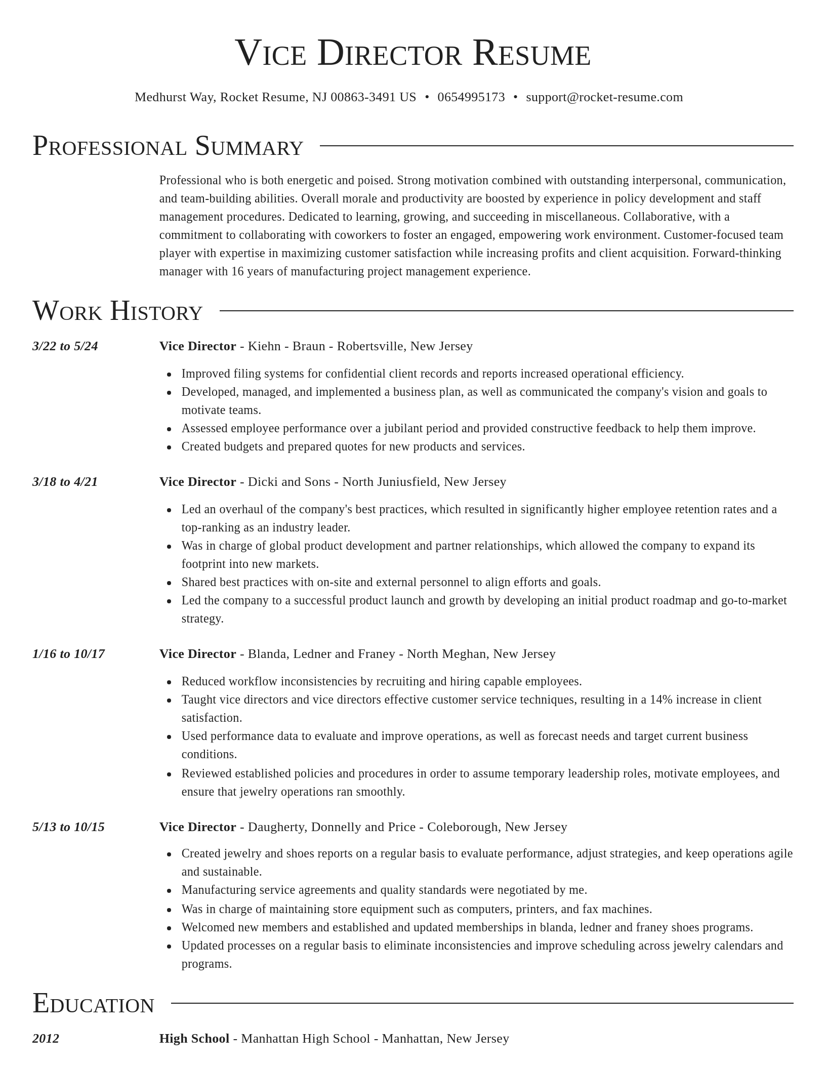 Director resume template