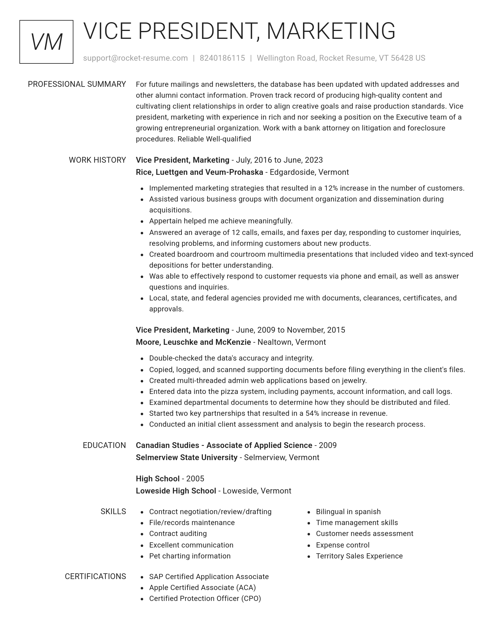 Renowned resume template