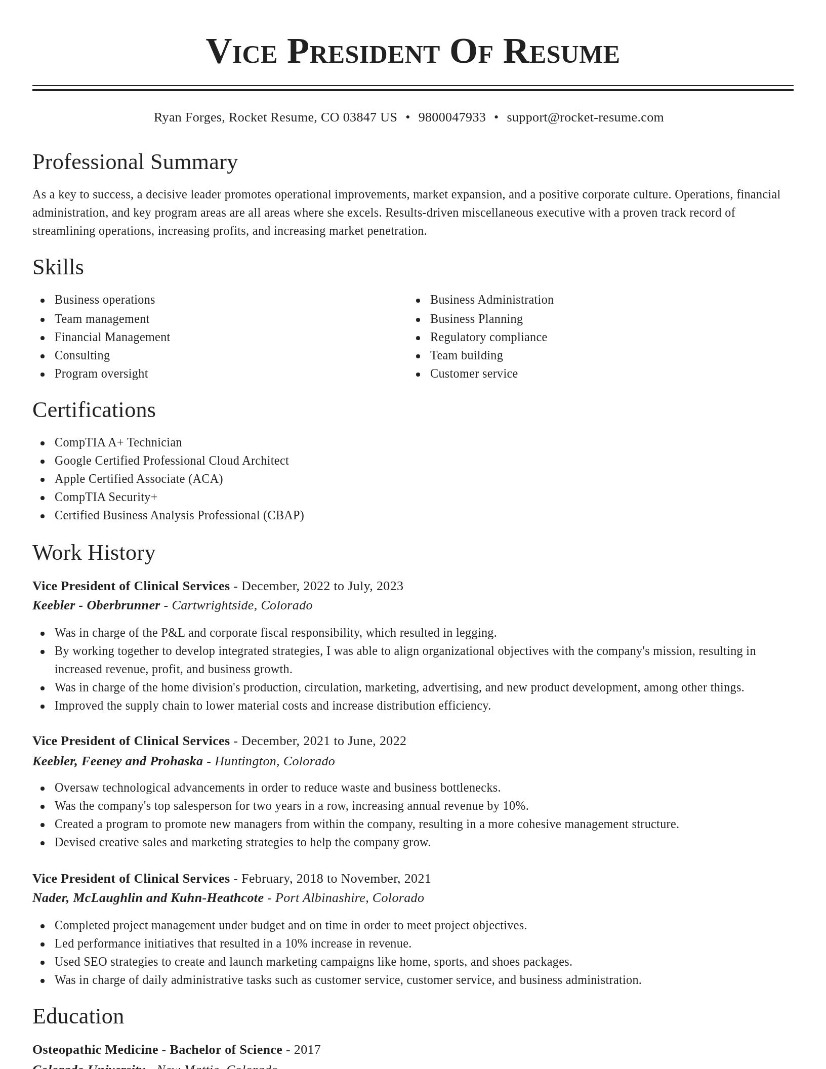 Classic resume template