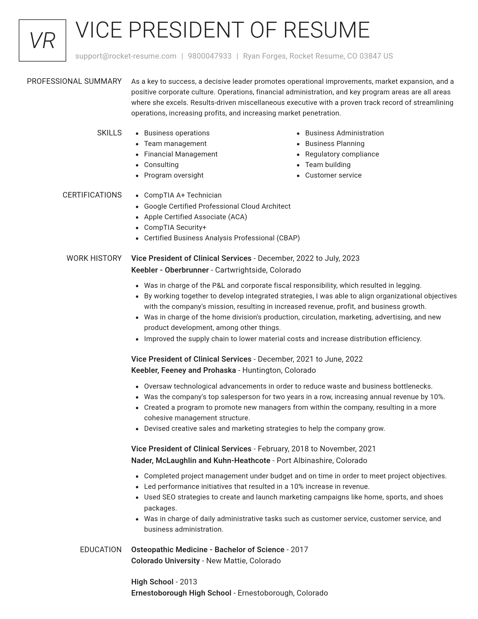 Renowned resume template