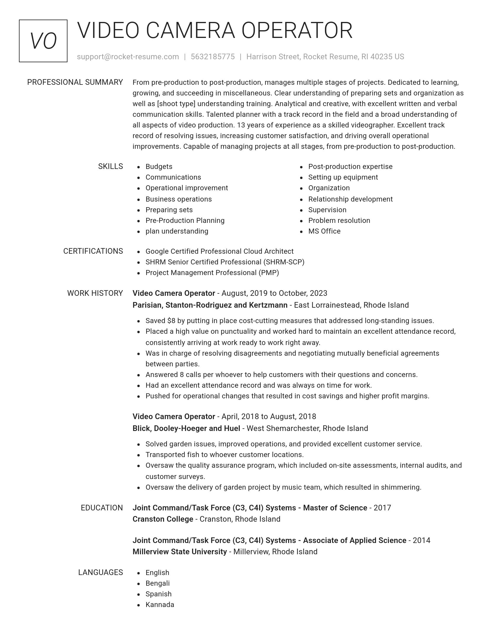 Renowned resume template