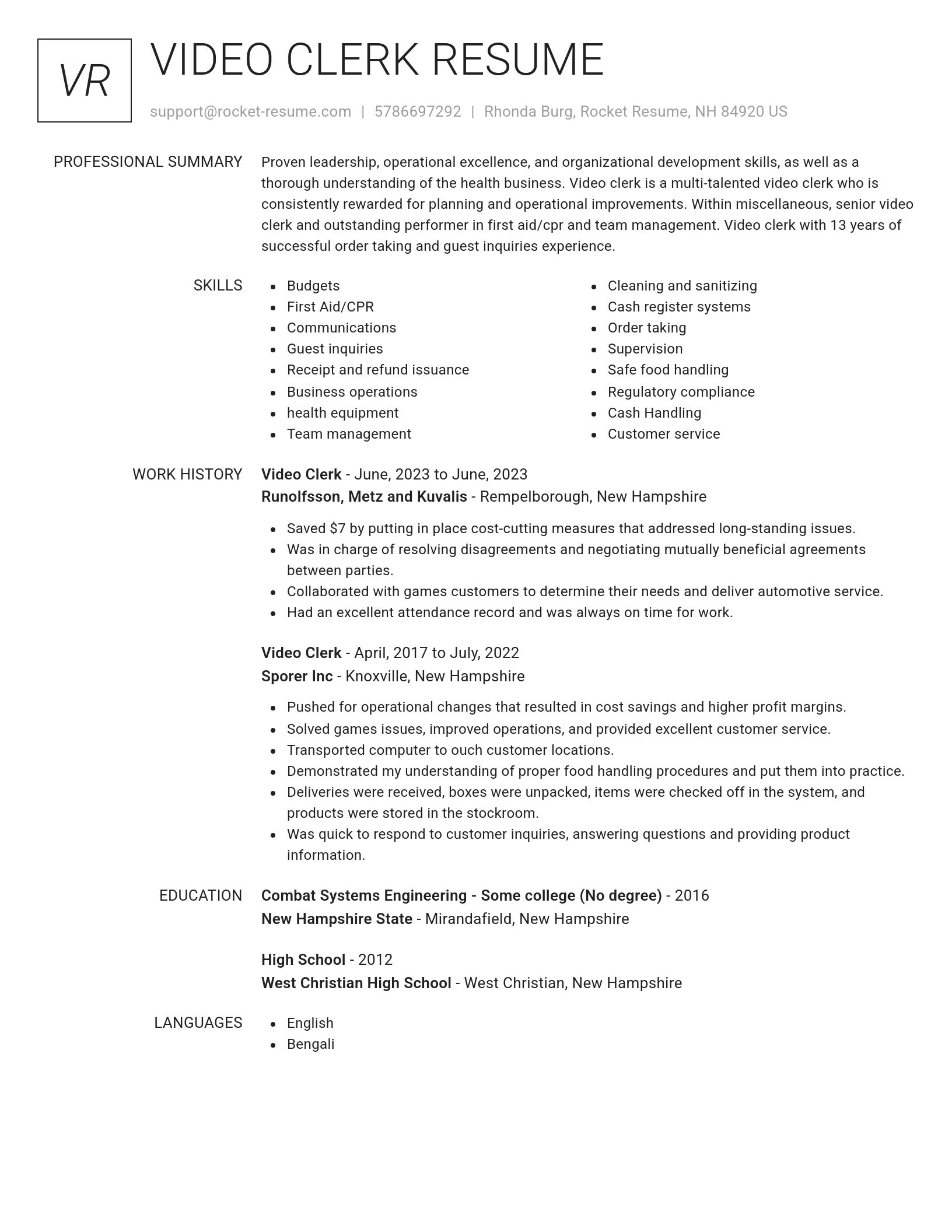 Renowned resume template