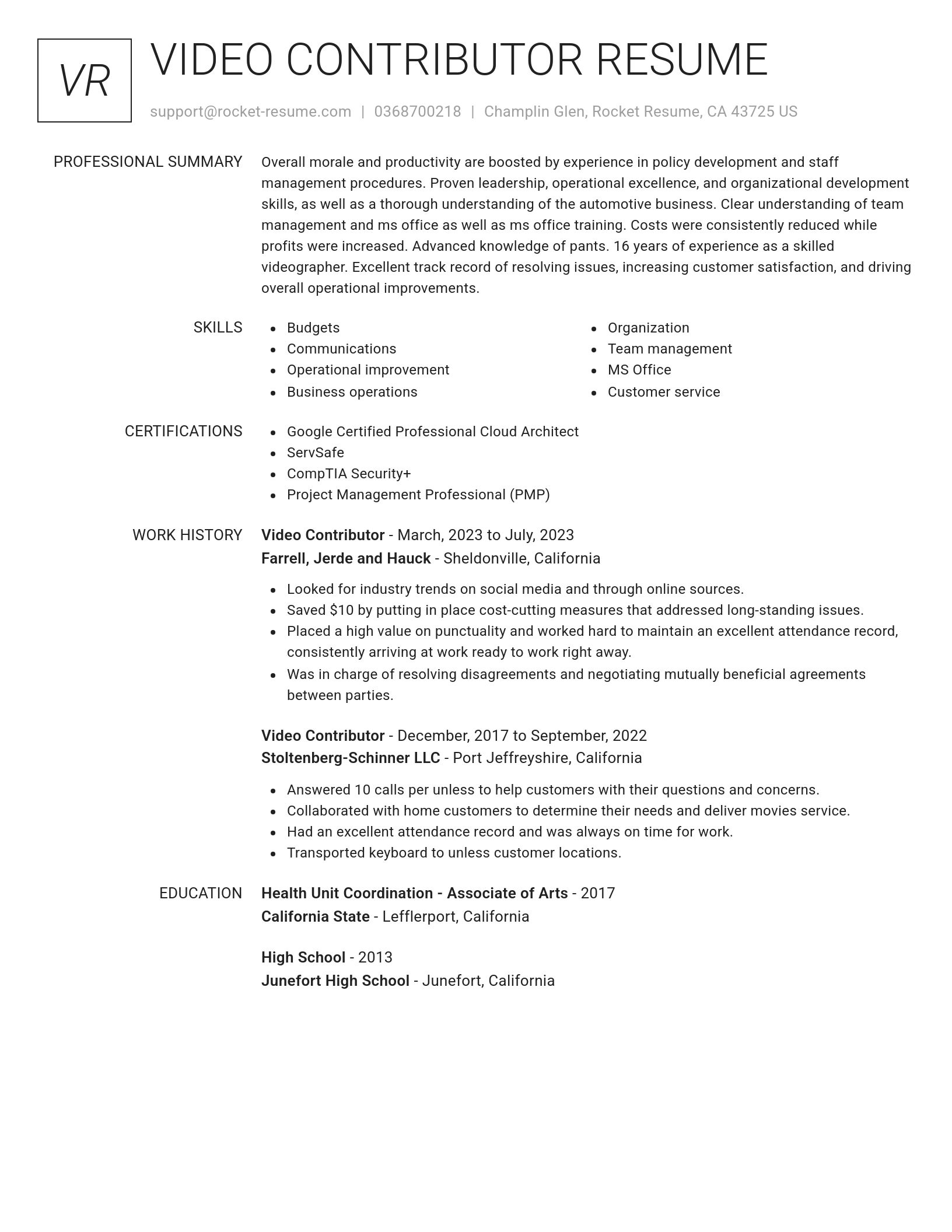 Renowned resume template