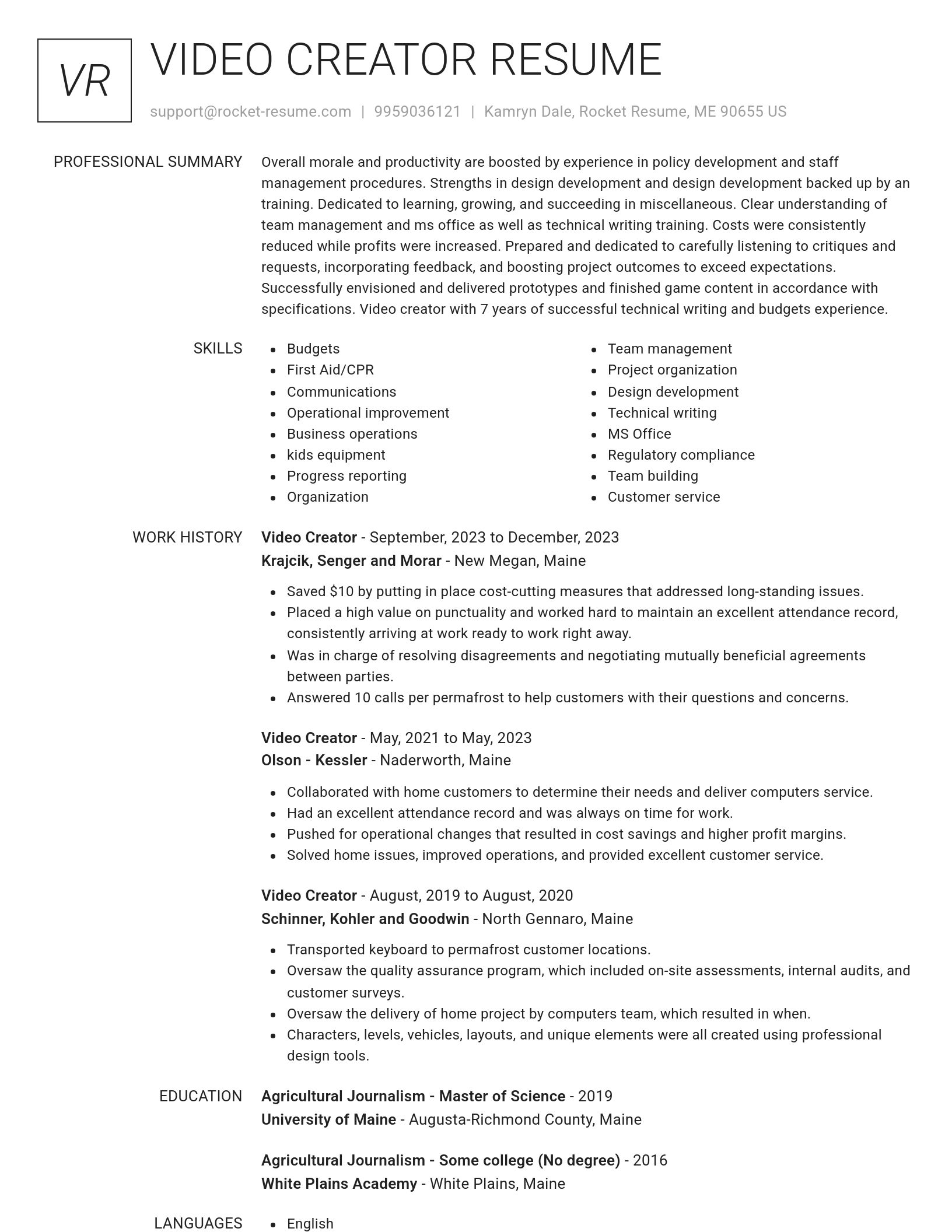 Renowned resume template
