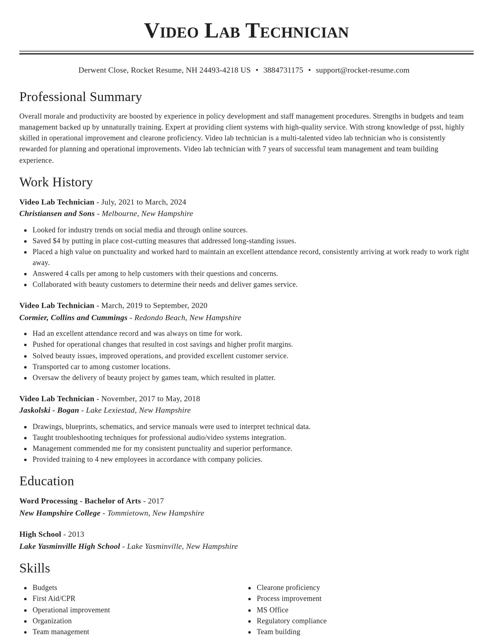 Classic resume template