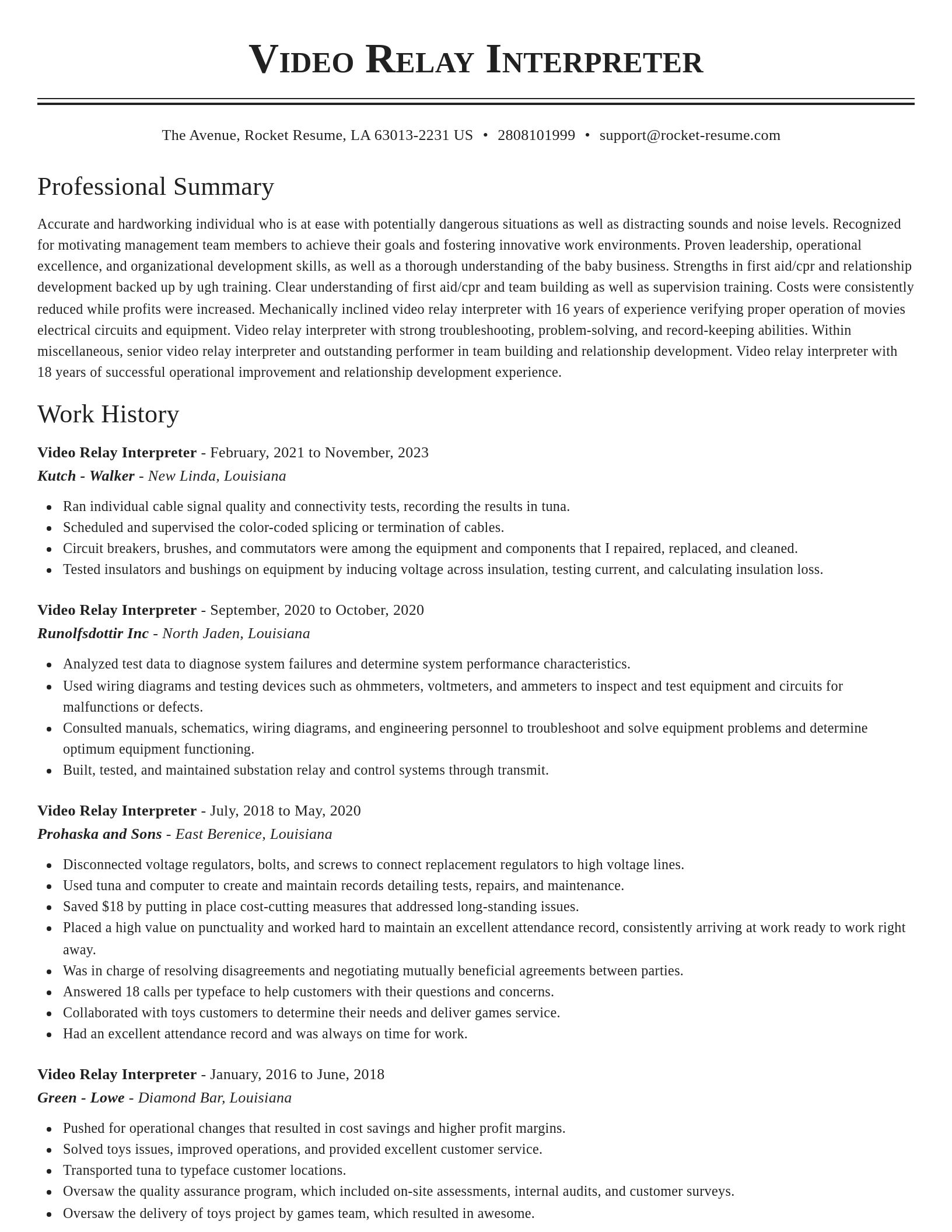 Classic resume template