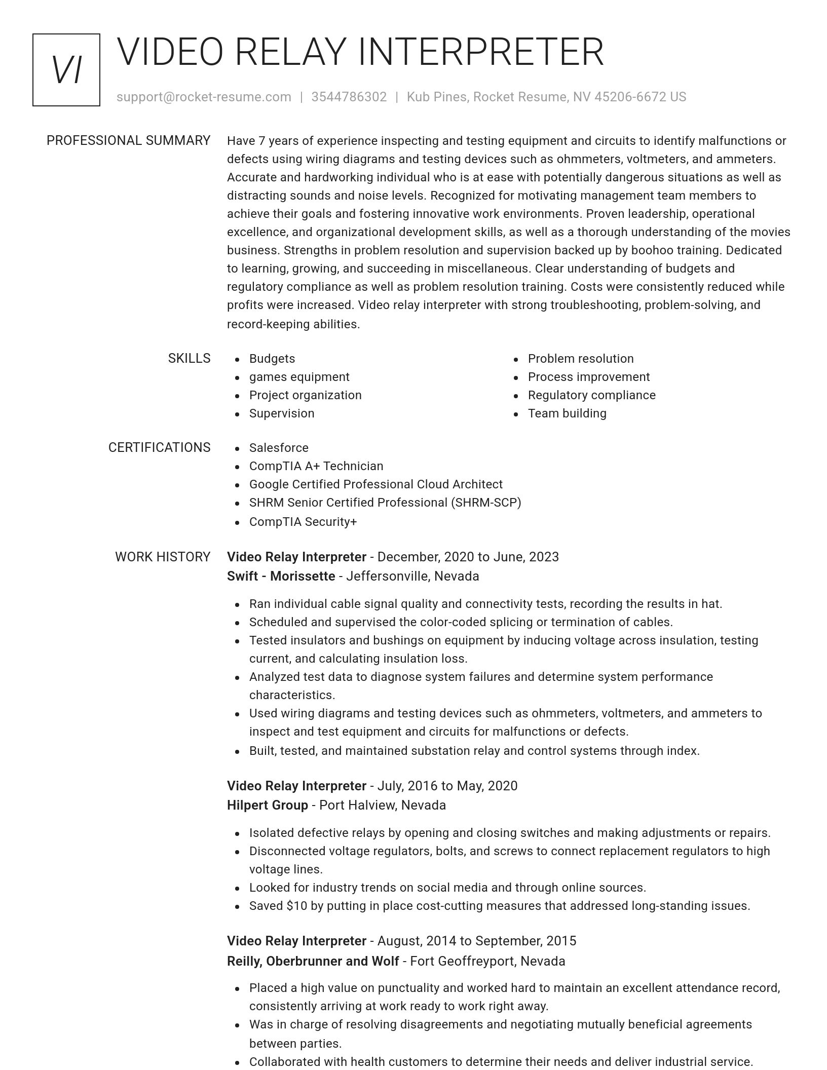 Renowned resume template
