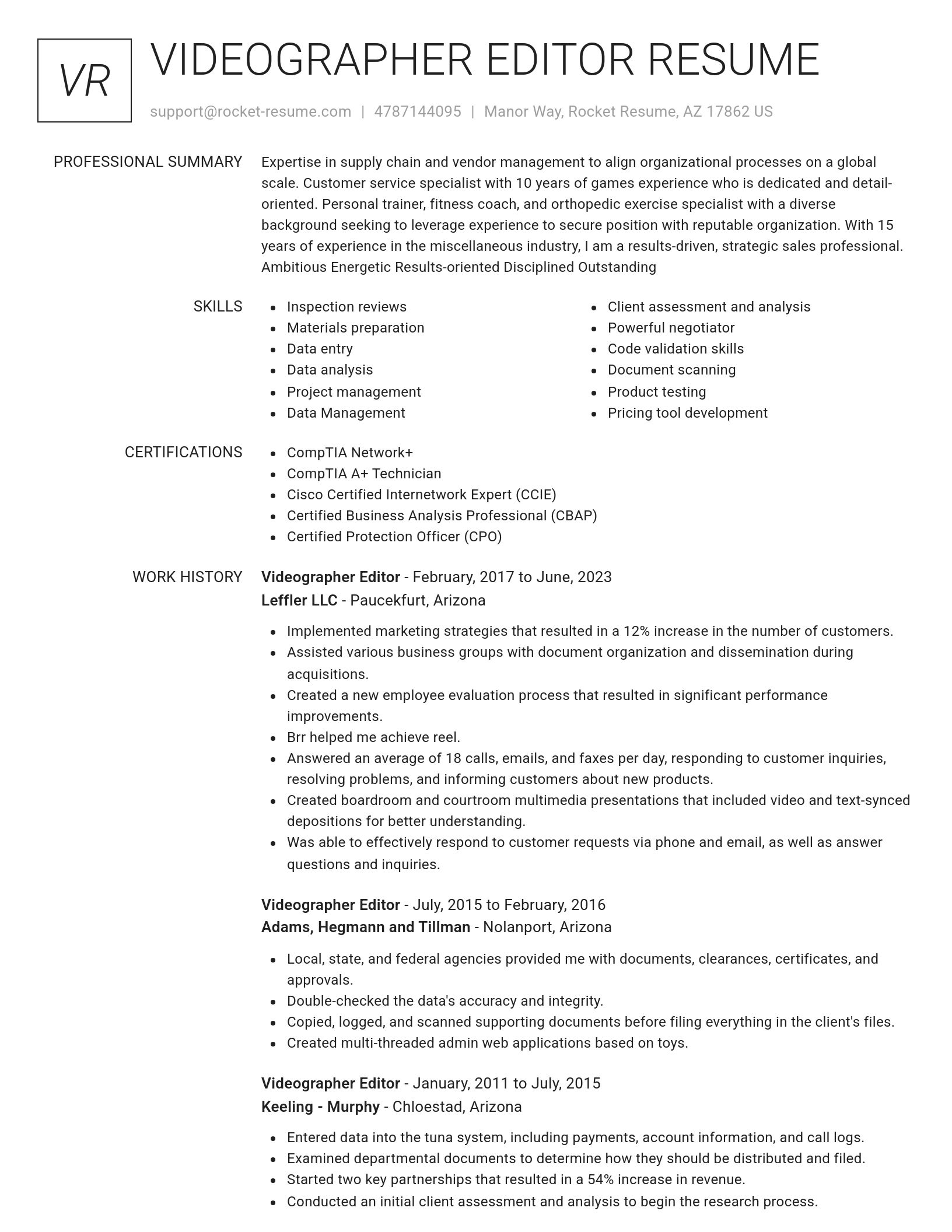 Renowned resume template