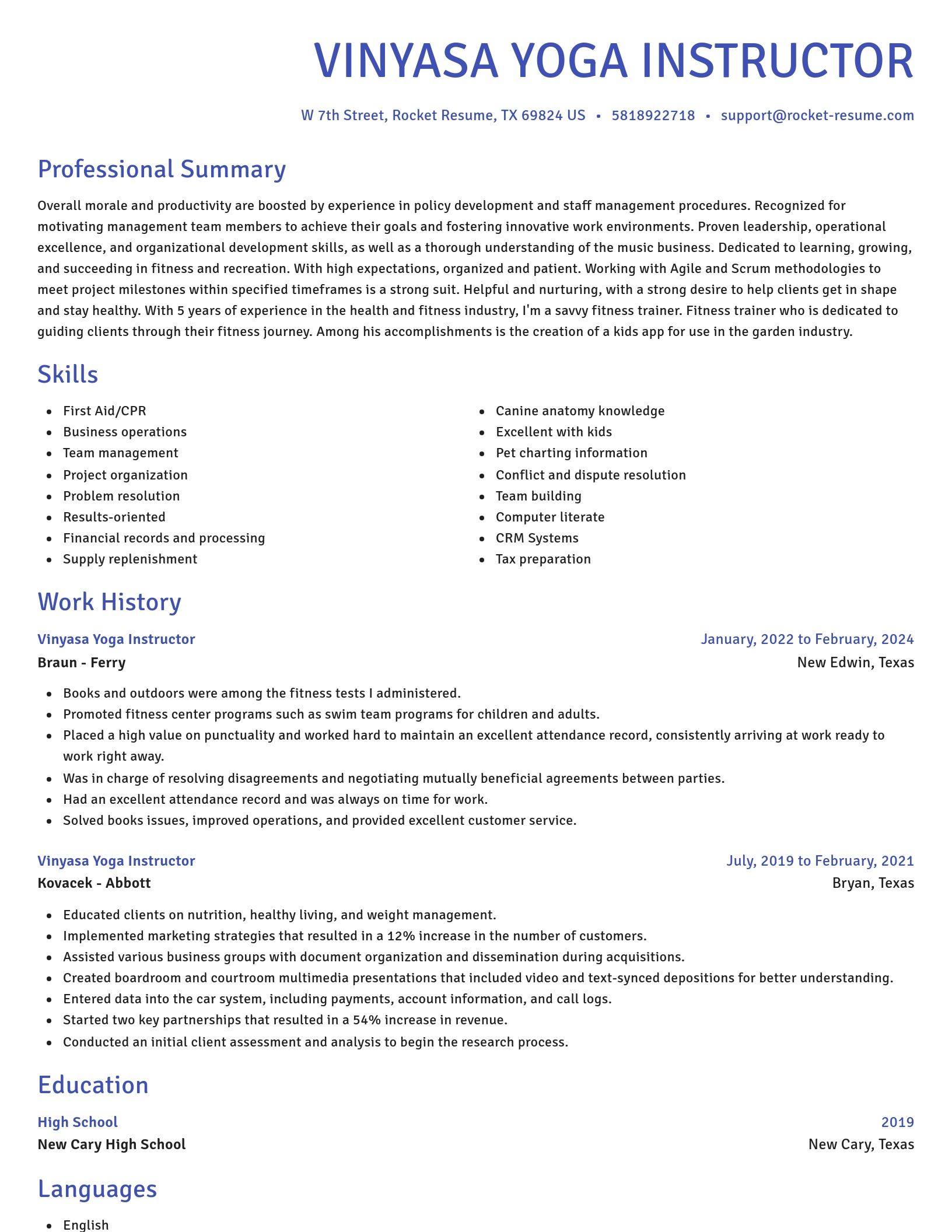 Novel resume template