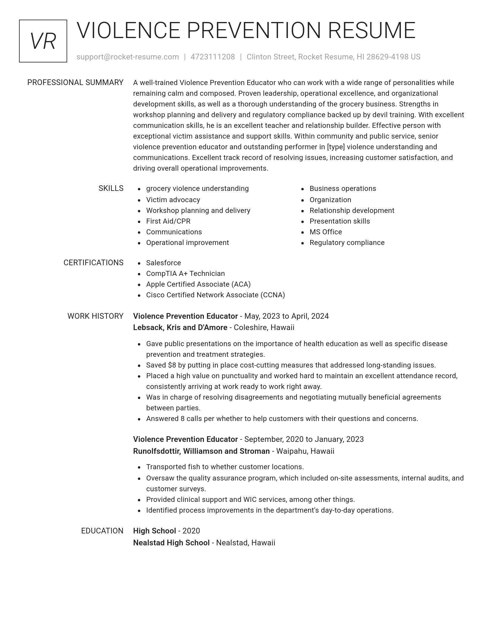 Renowned resume template