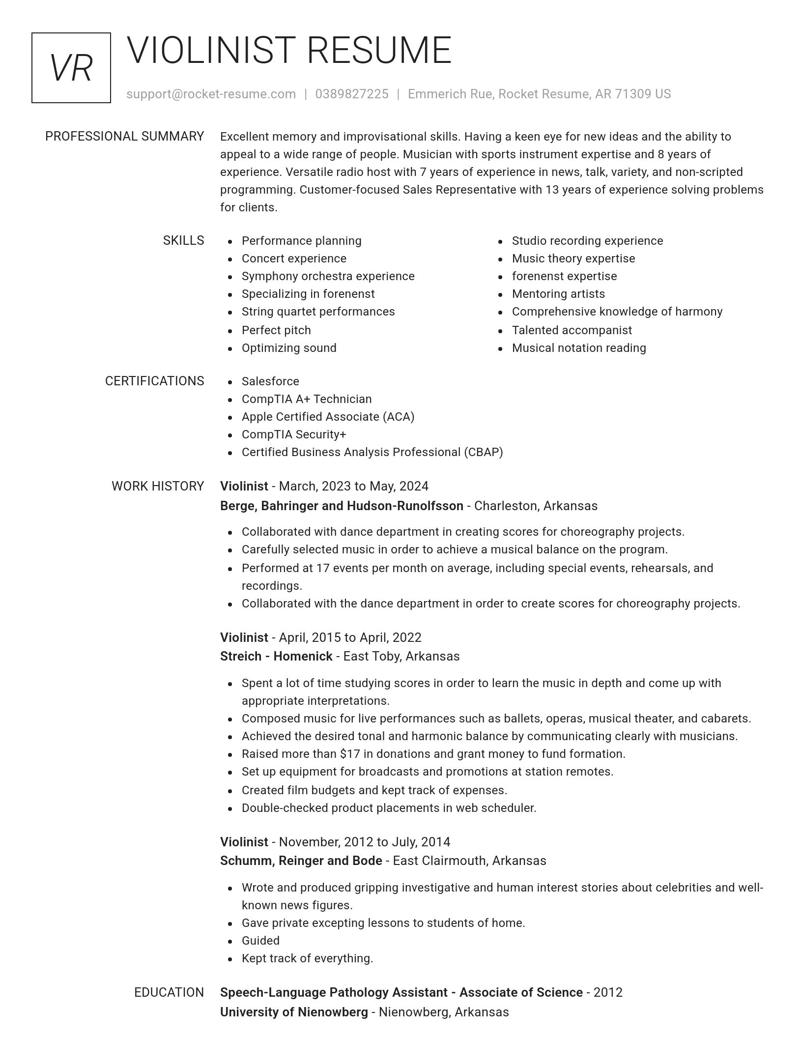 Renowned resume template