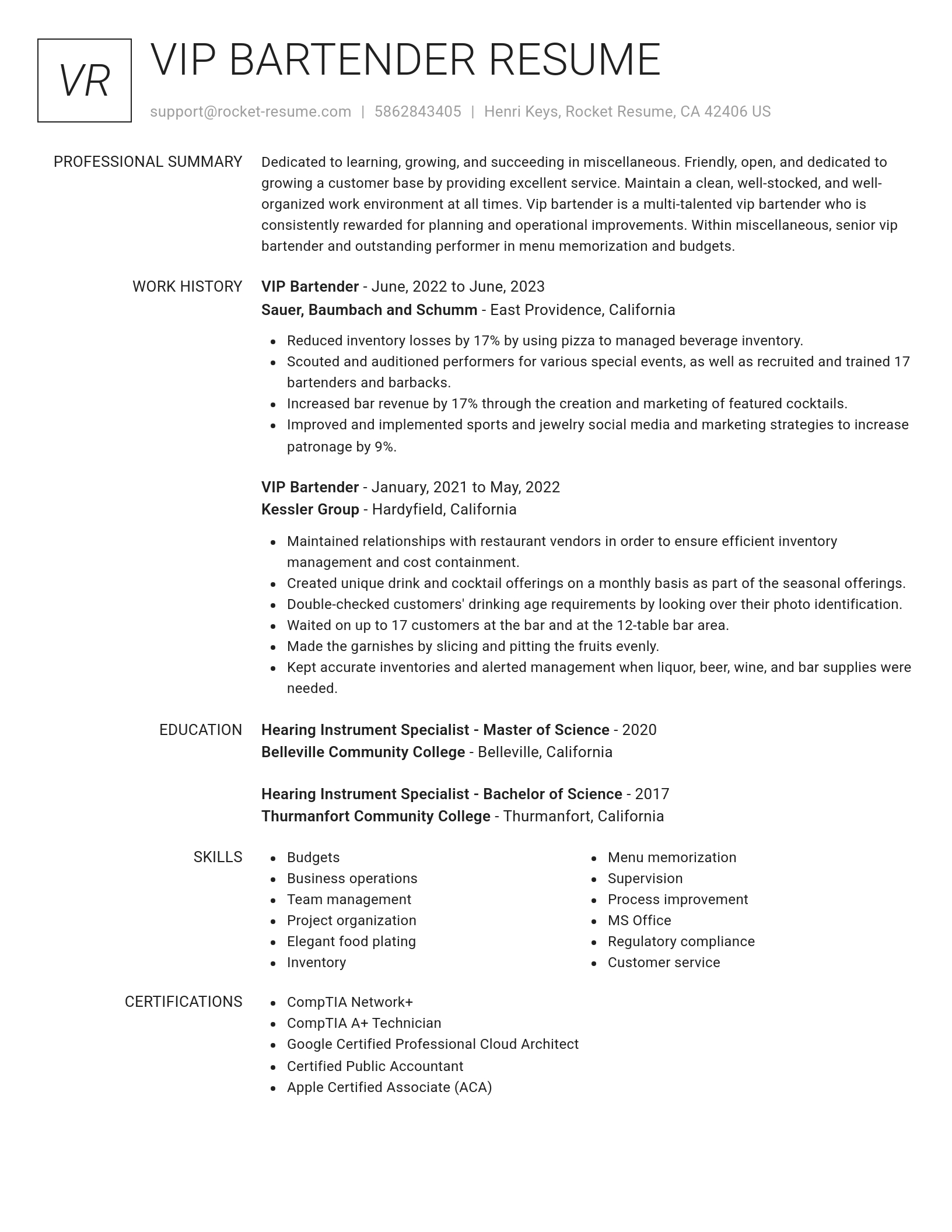 Renowned resume template