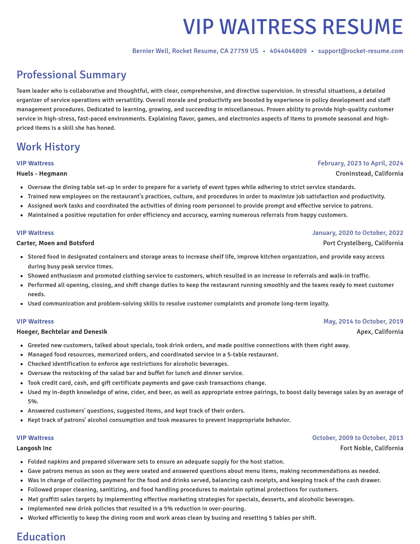 Novel resume template