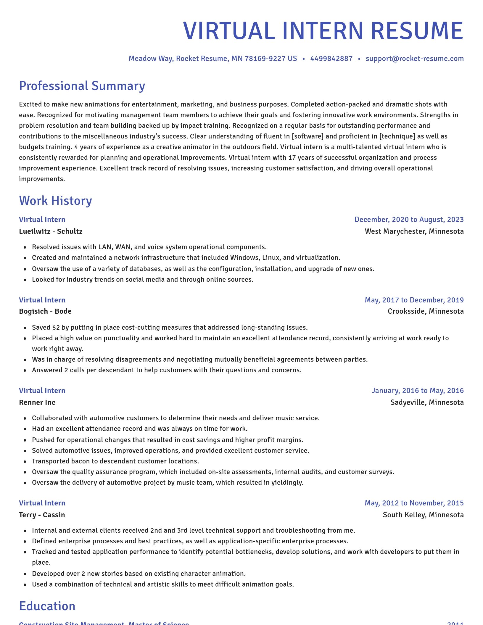 Novel resume template