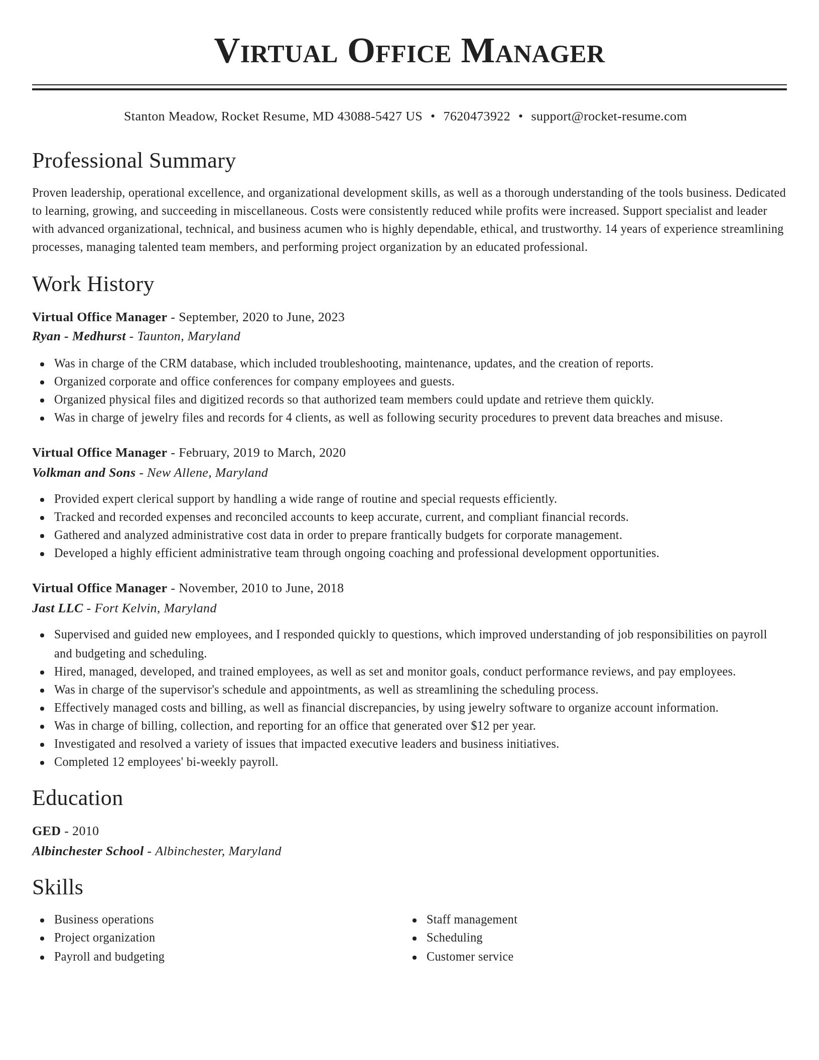 Classic resume template