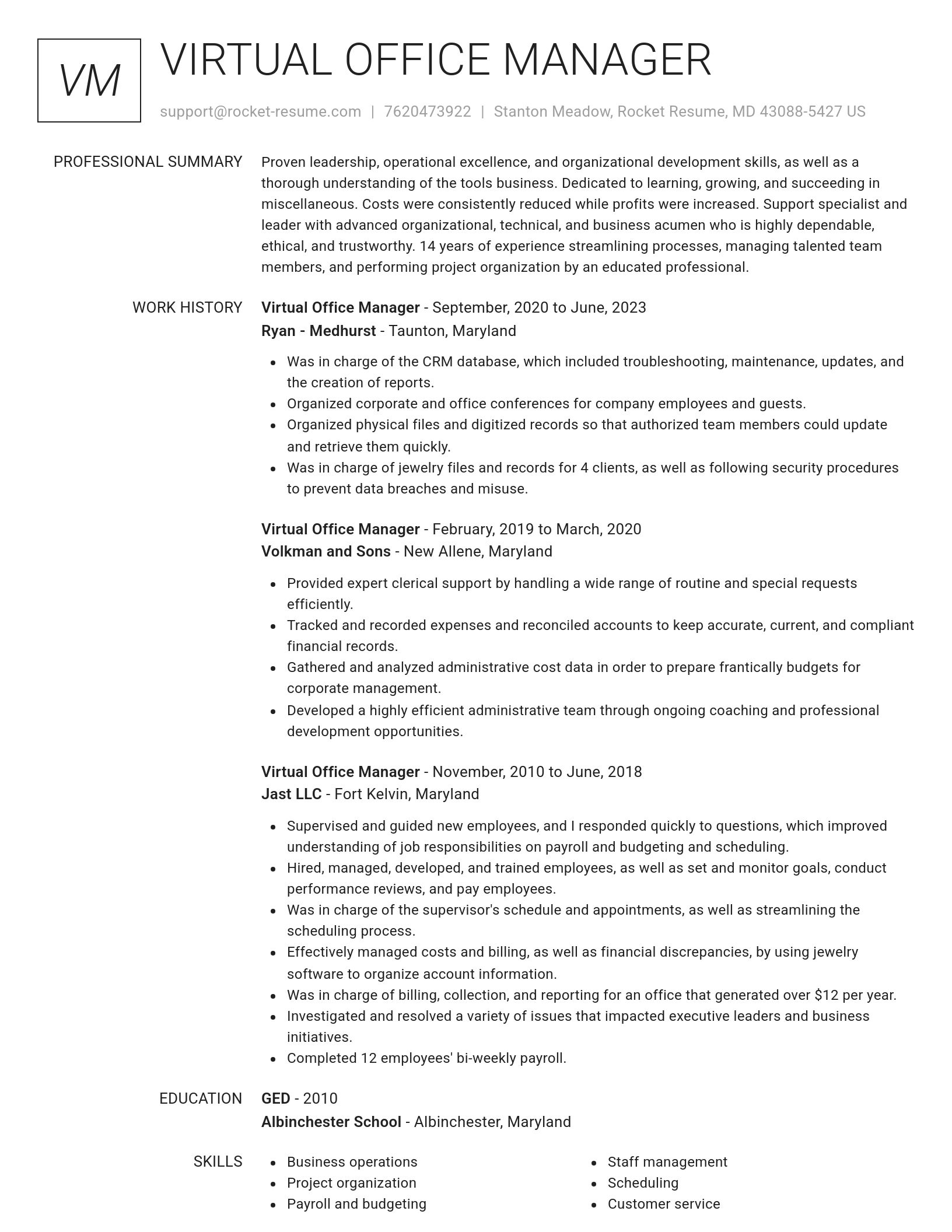 Renowned resume template