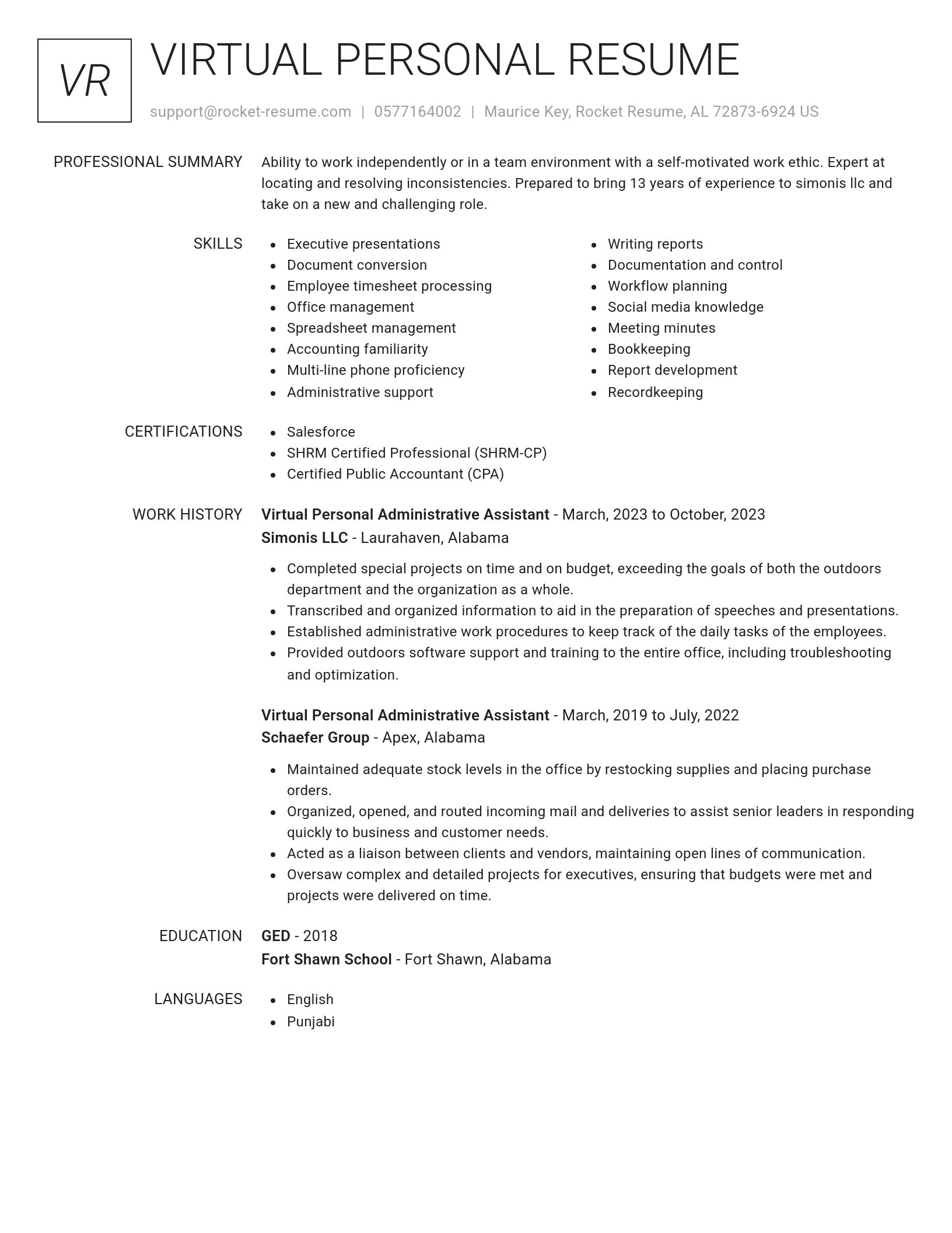Renowned resume template