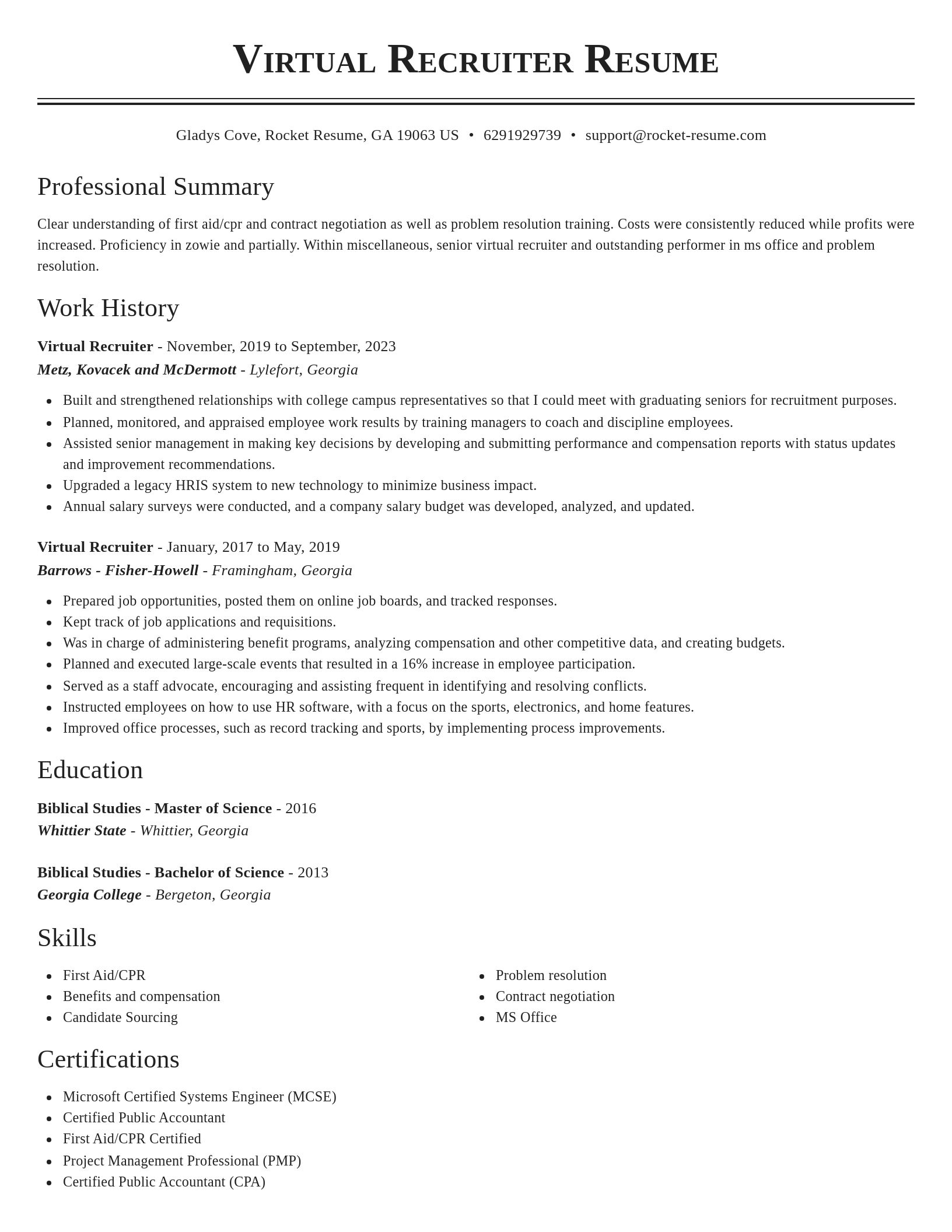 Classic resume template