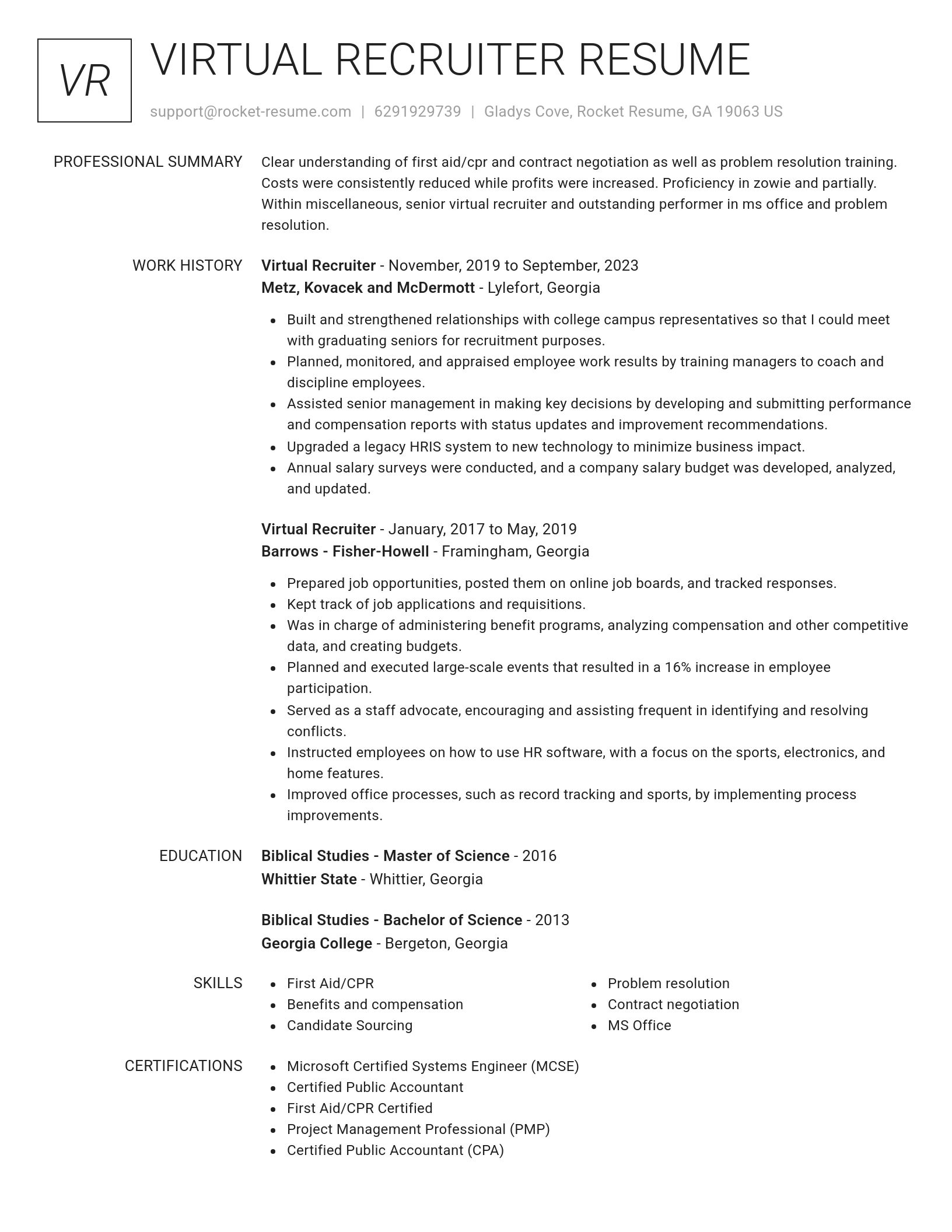 Renowned resume template