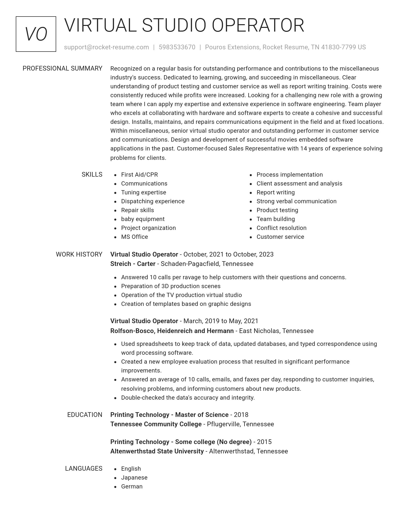 Renowned resume template
