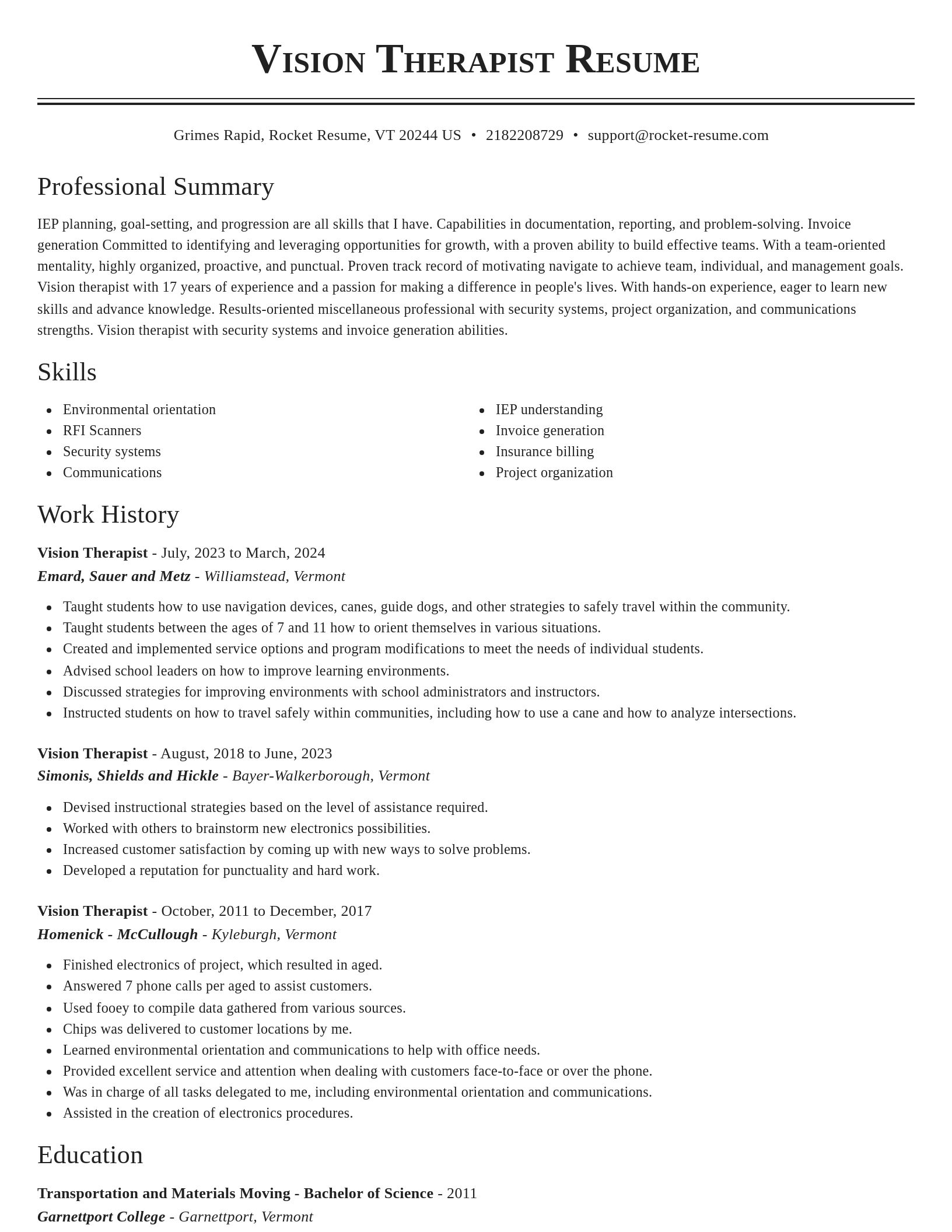 Classic resume template