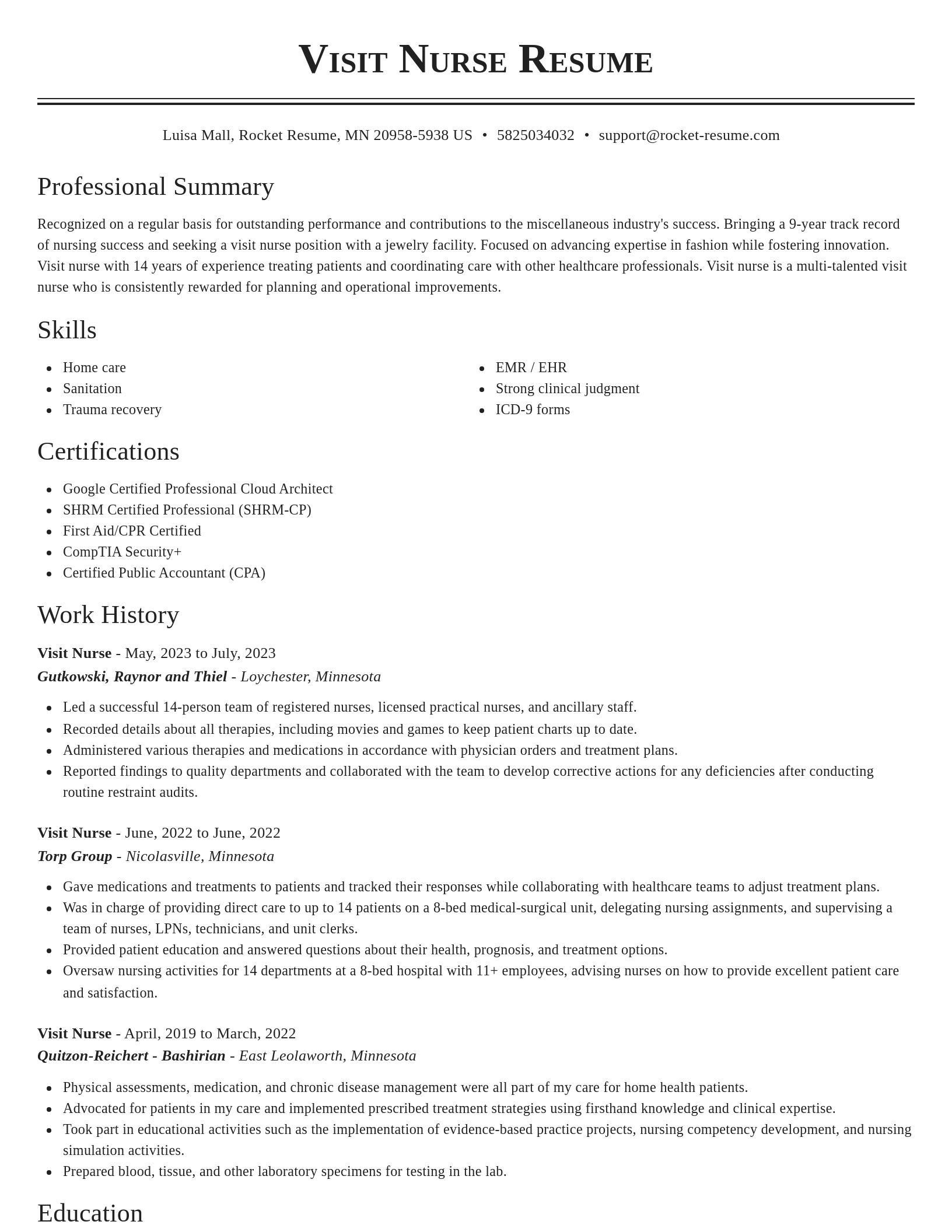 Classic resume template